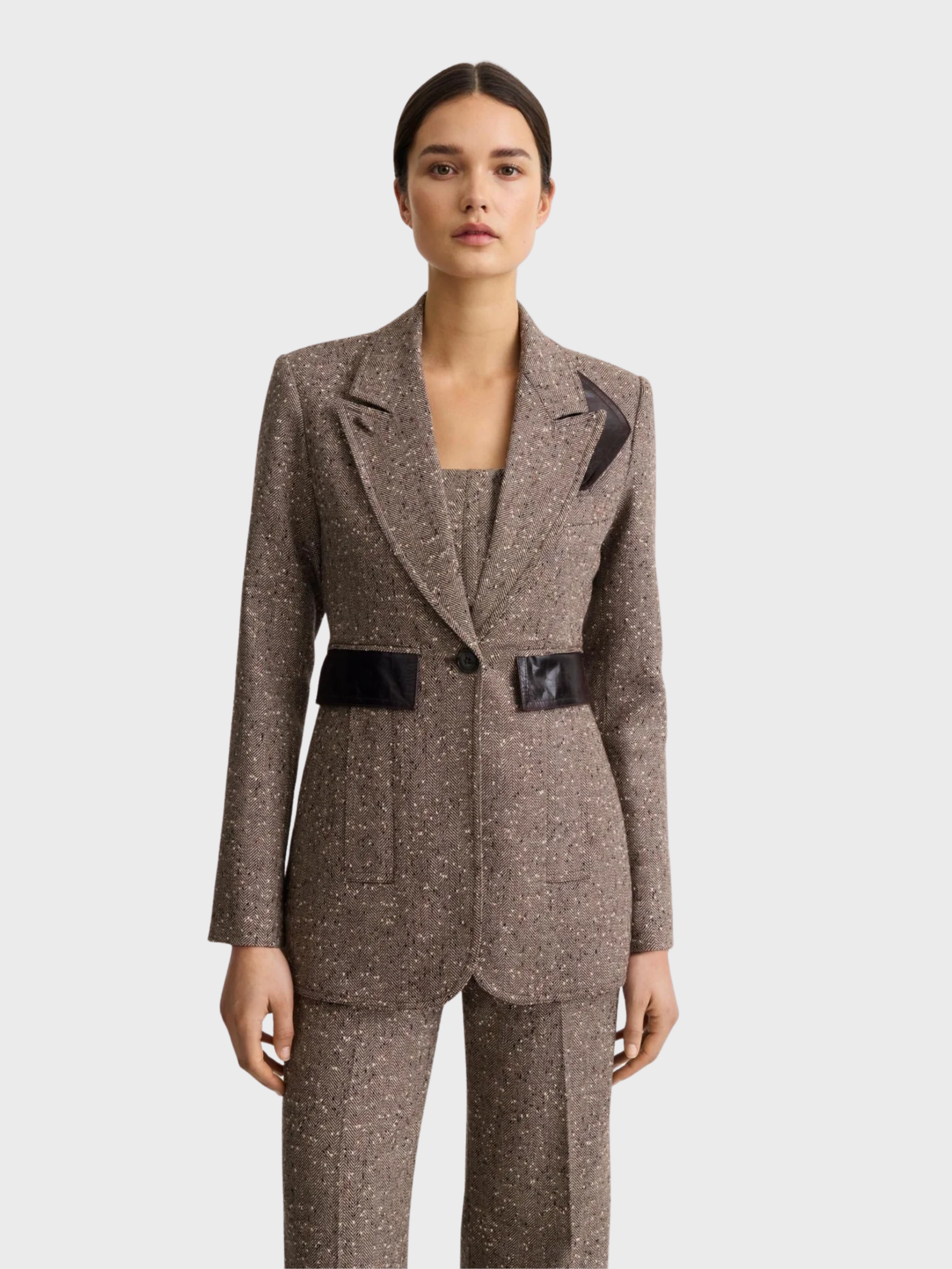 Smythe Tailored Boyfriend Blazer Biscotti Tweed-Jackets-West of Woodward Boutique-Vancouver-Canada