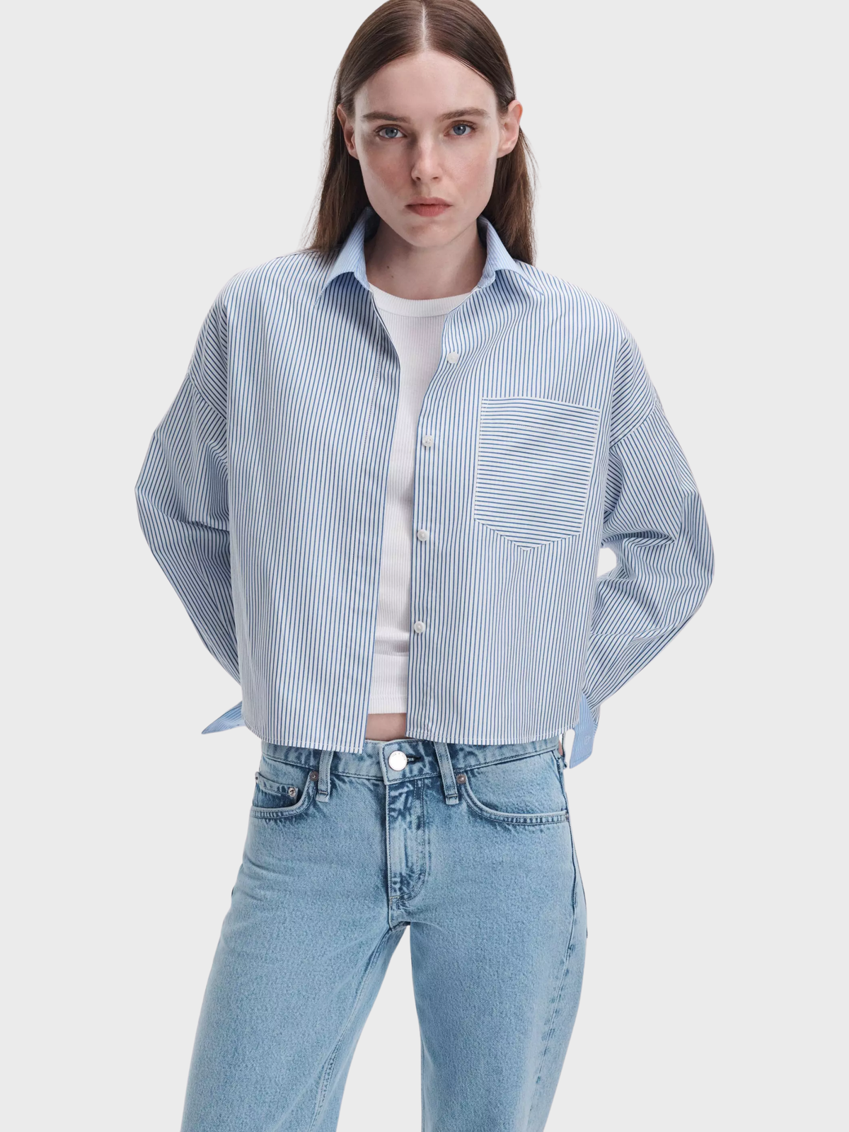 Rag & Bone Marin Multi Stripe Shirt Blue-Shirts-West of Woodward Boutique-Vancouver-Canada