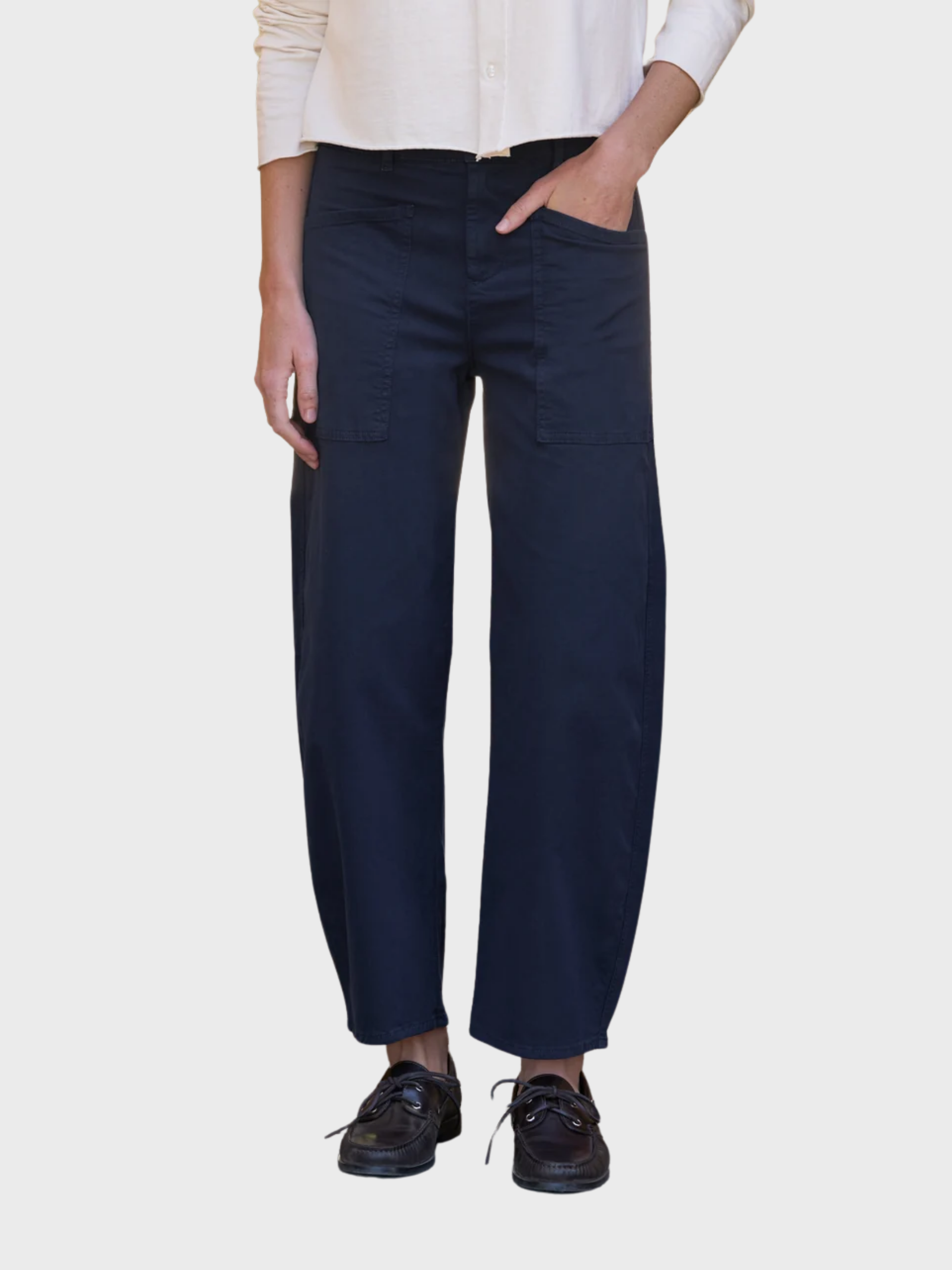Frank & Eileen Bray Everyday Barrel Pant Classic Navy-Pants-West of Woodward Boutique-Vancouver-Canada