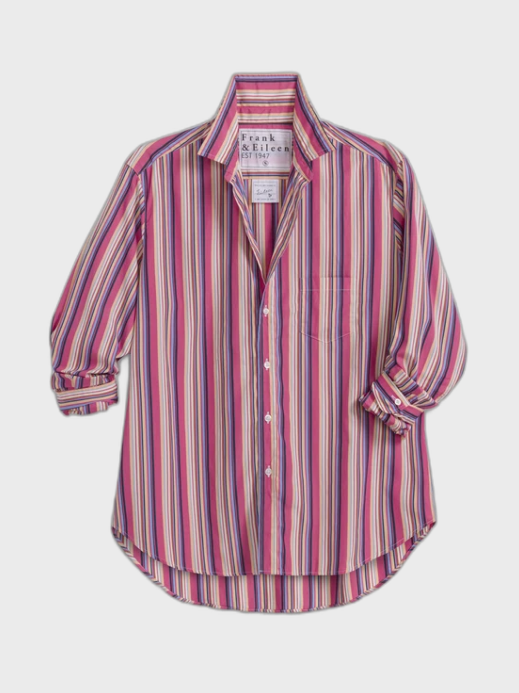Frank & Eileen Eileen Button Up Shirt Pink Yellow Blue Stripe-Shirts-West of Woodward Boutique-Vancouver-Canada