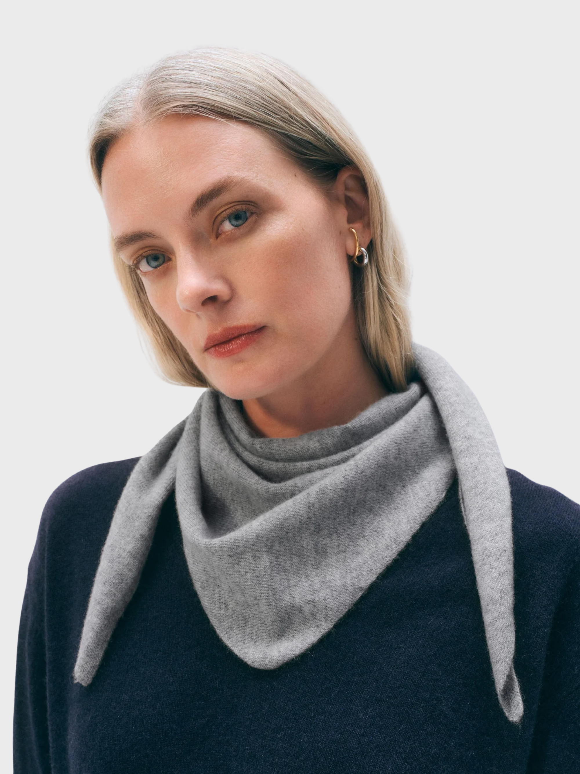 White + Warren Cashmere Neckerchief Grey Heather-Accessories-West of Woodward Boutique-Vancouver-Canada