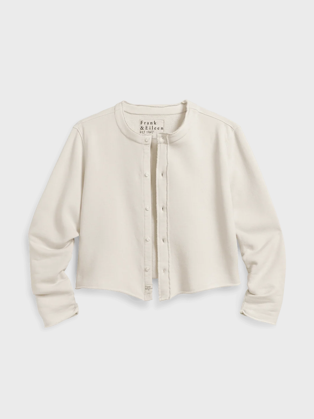 Frank & Eileen Jackie Sweatshirt Cardigan Vintage White-Sweatshirts-West of Woodward Boutique-Vancouver-Canada