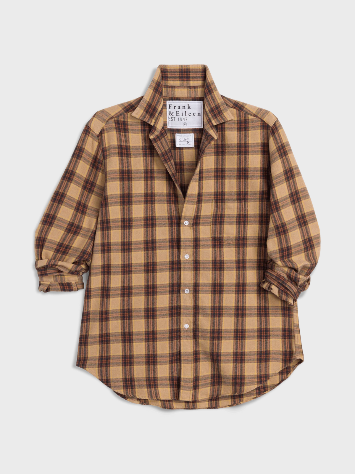 Frank & Eileen Button Up Shirt Eileen Gold Brown Black Plaid-Shirts-West of Woodward Boutique-Vancouver-Canada