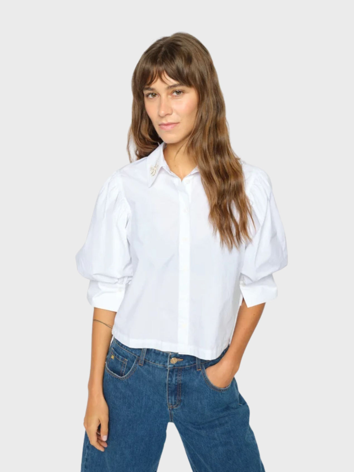Mos Mosh Adjao Bernat Emb Shirt White-Shirts-West of Woodward Boutique-Vancouver-Canada