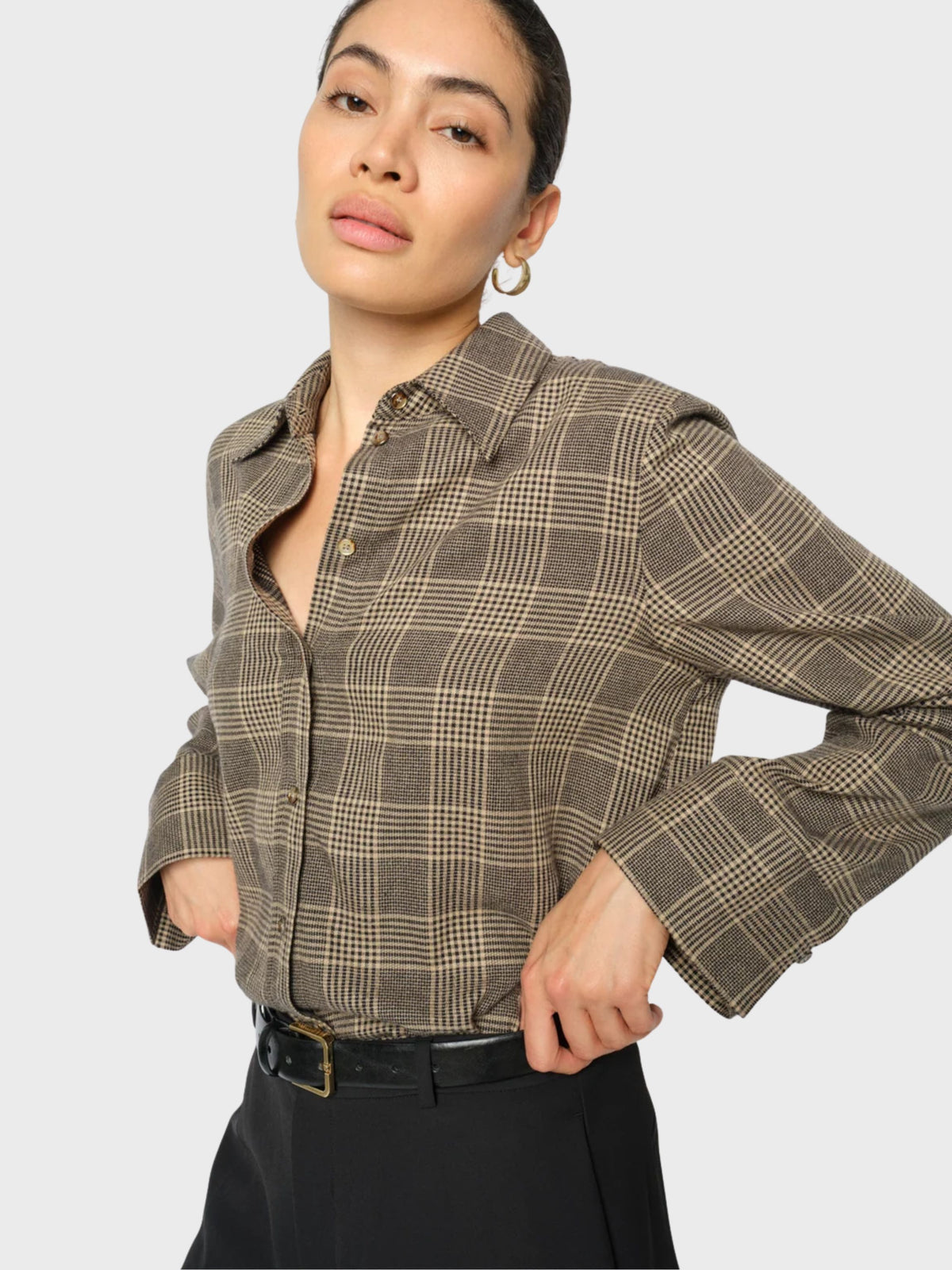 Mos Mosh Ayen Princ Check Shirt Black-Shirts-West of Woodward Boutique-Vancouver-Canada