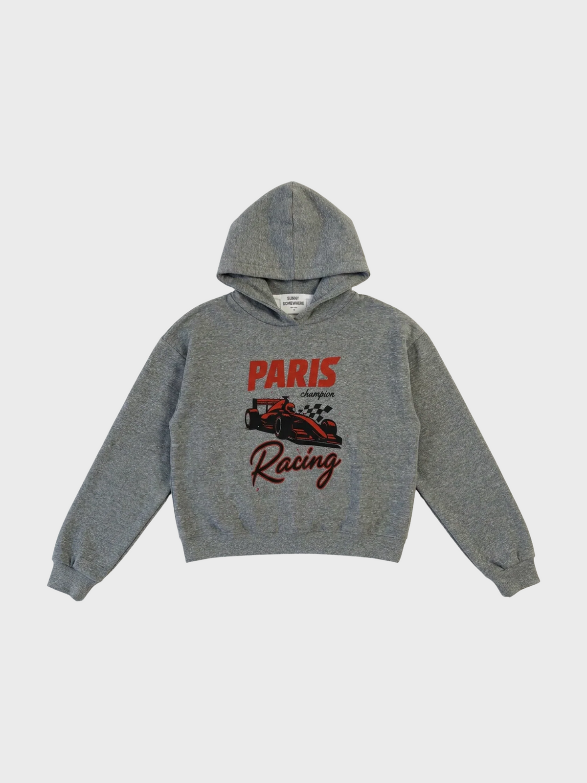 Sunny Somewhere Paris Racing Classic Hoodie Heather Grey-Sweatshirts-West of Woodward Boutique-Vancouver-Canada