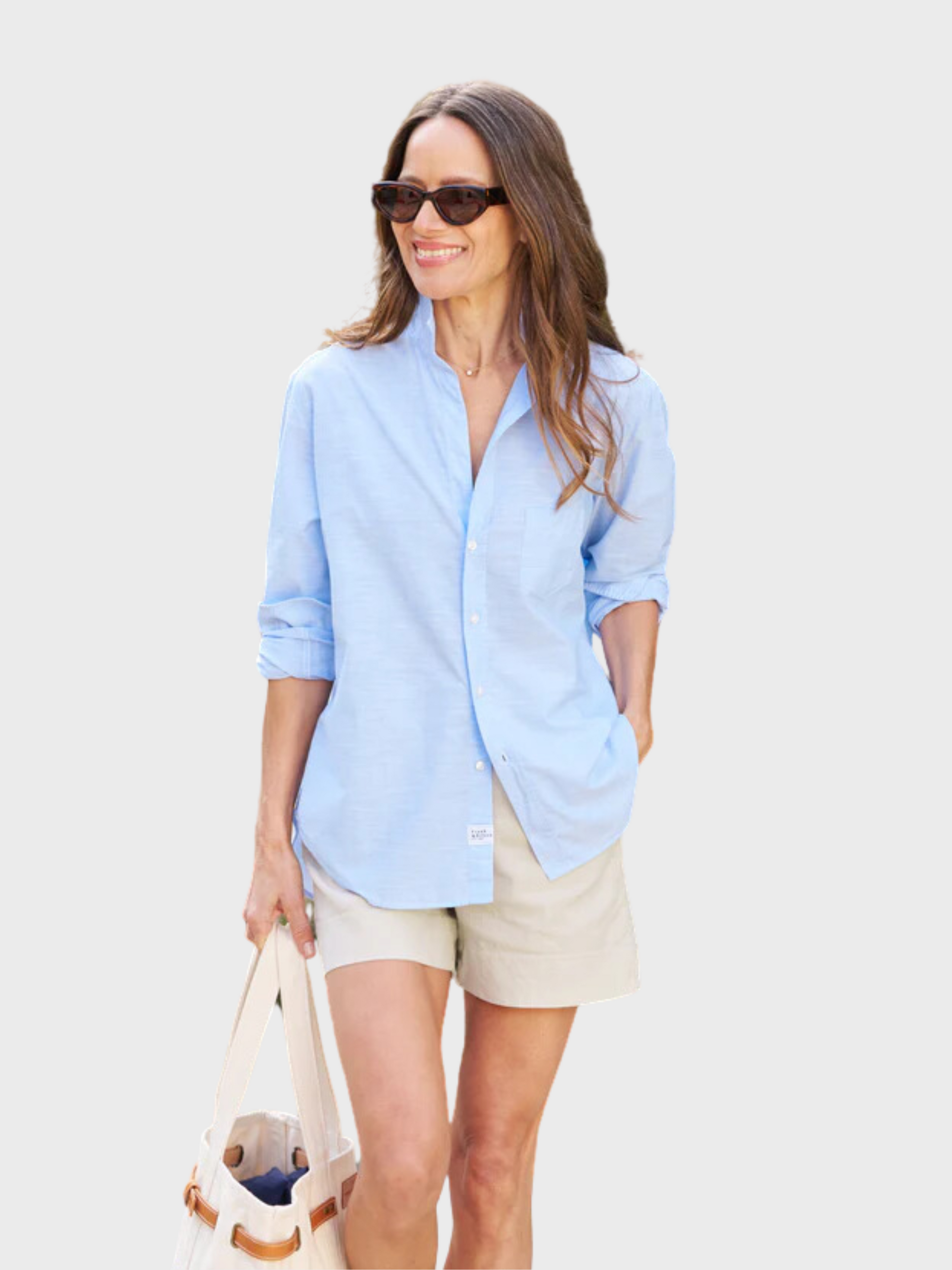 Frank &amp; Eileen Eileen Button Up Shirt Blue-Shirts-XS-West of Woodward Boutique-Vancouver-Canada