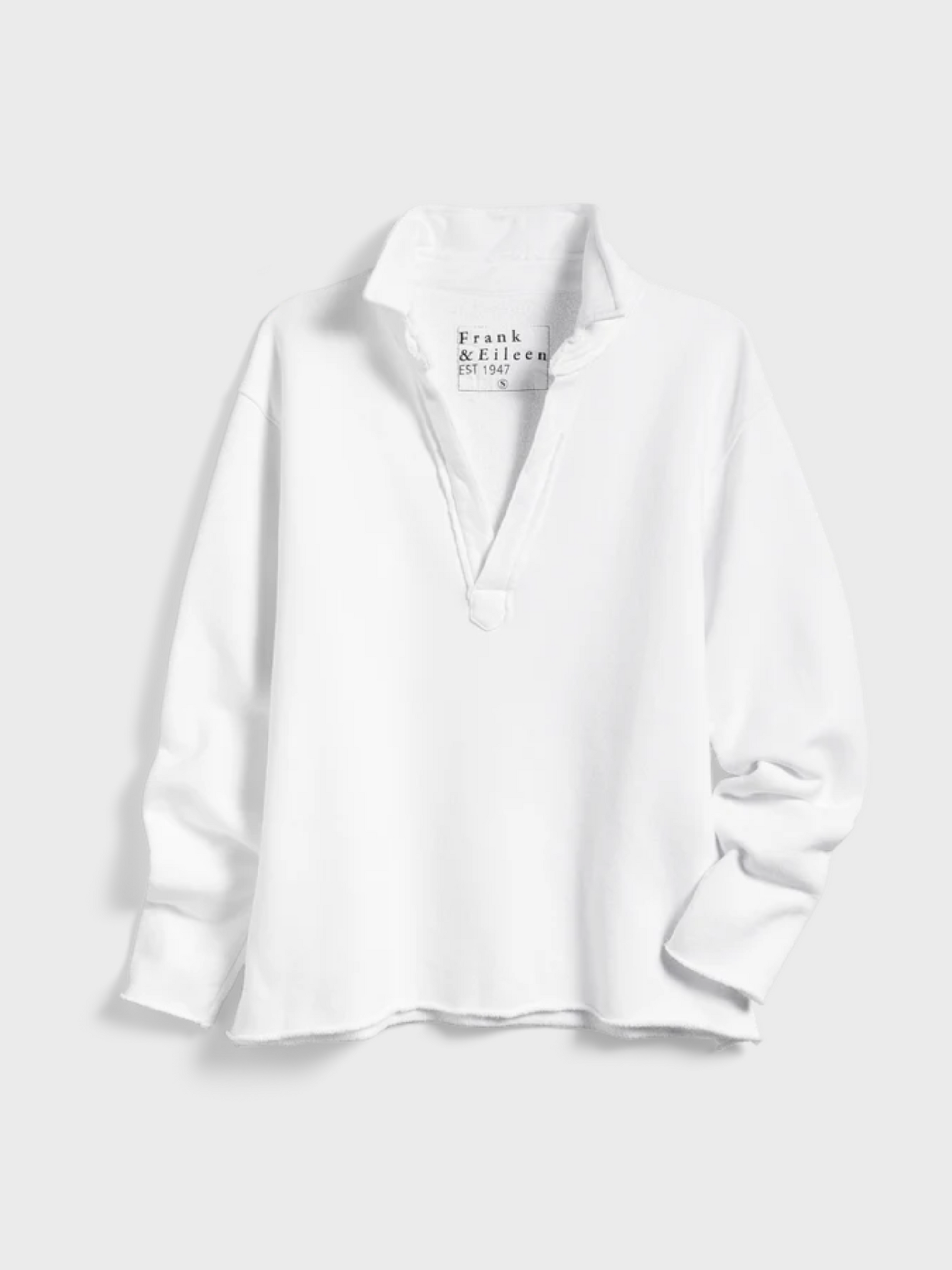 Frank & Eileen Patrick Popover Henley Sweatshirt- White-Sweatshirts-West of Woodward Boutique-Vancouver-Canada