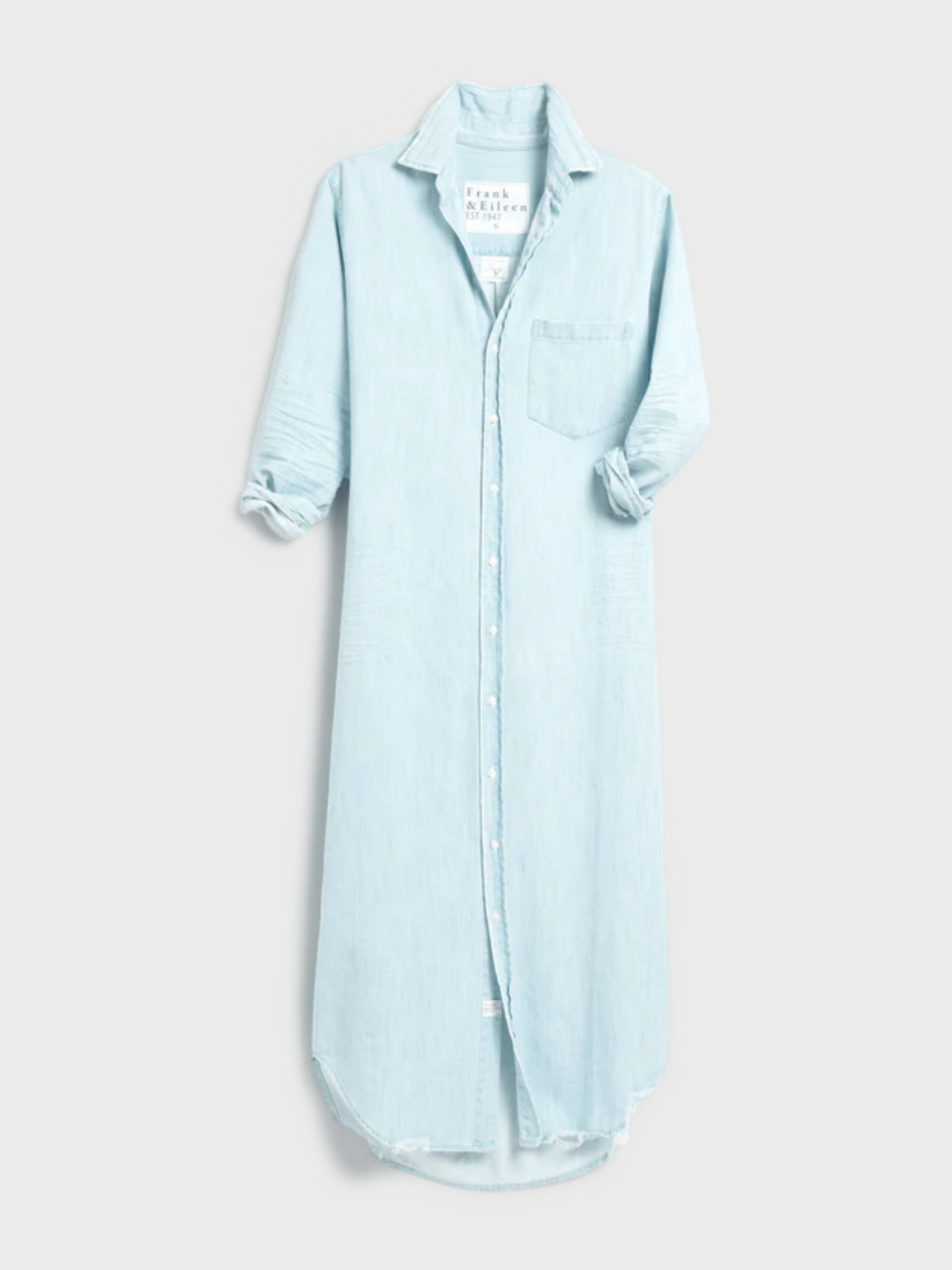 Frank & Eileen Rory Maxi Shirtdress- Classic Blue Tattered Wash-Dresses-West of Woodward Boutique-Vancouver-Canada