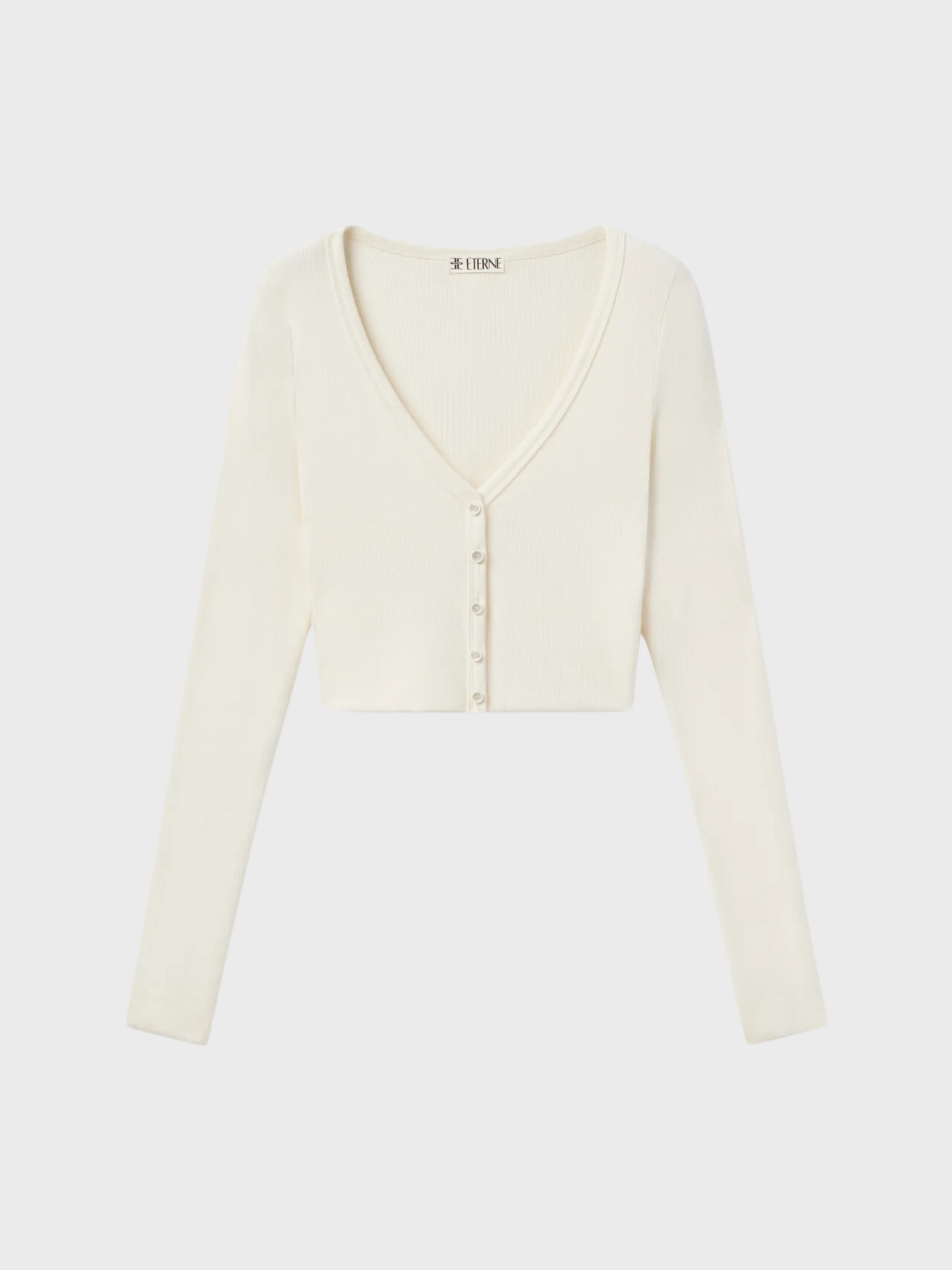 Eterne Cropped Cardigan Cream-T-Shirts-West of Woodward Boutique-Vancouver-Canada