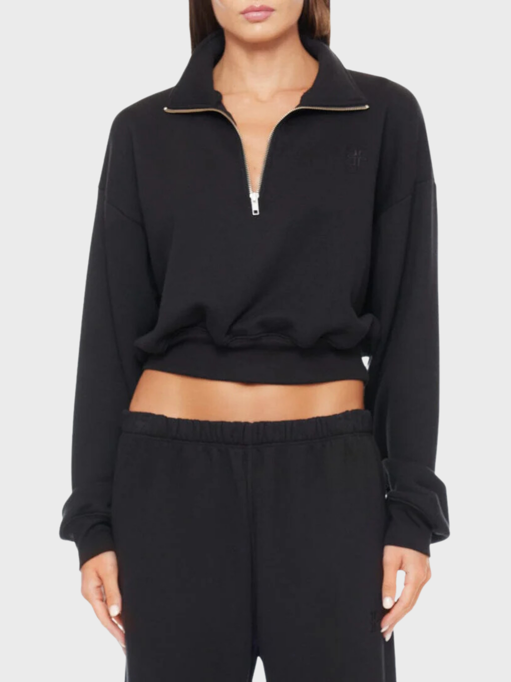 Cropped half zip sweatshirt sales