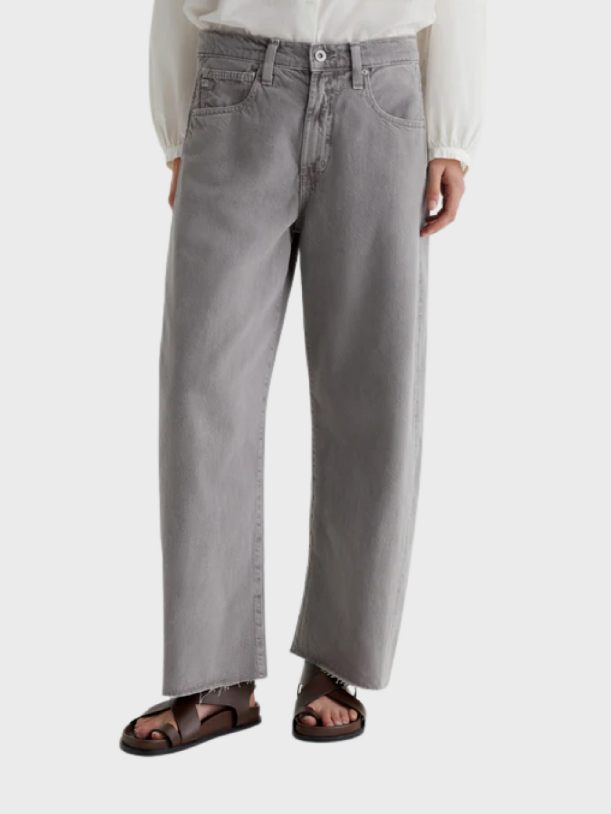 AG Hattie Barrel Crop Pant - Sulfur Pebble Grey-Pants-West of Woodward Boutique-Vancouver-Canada