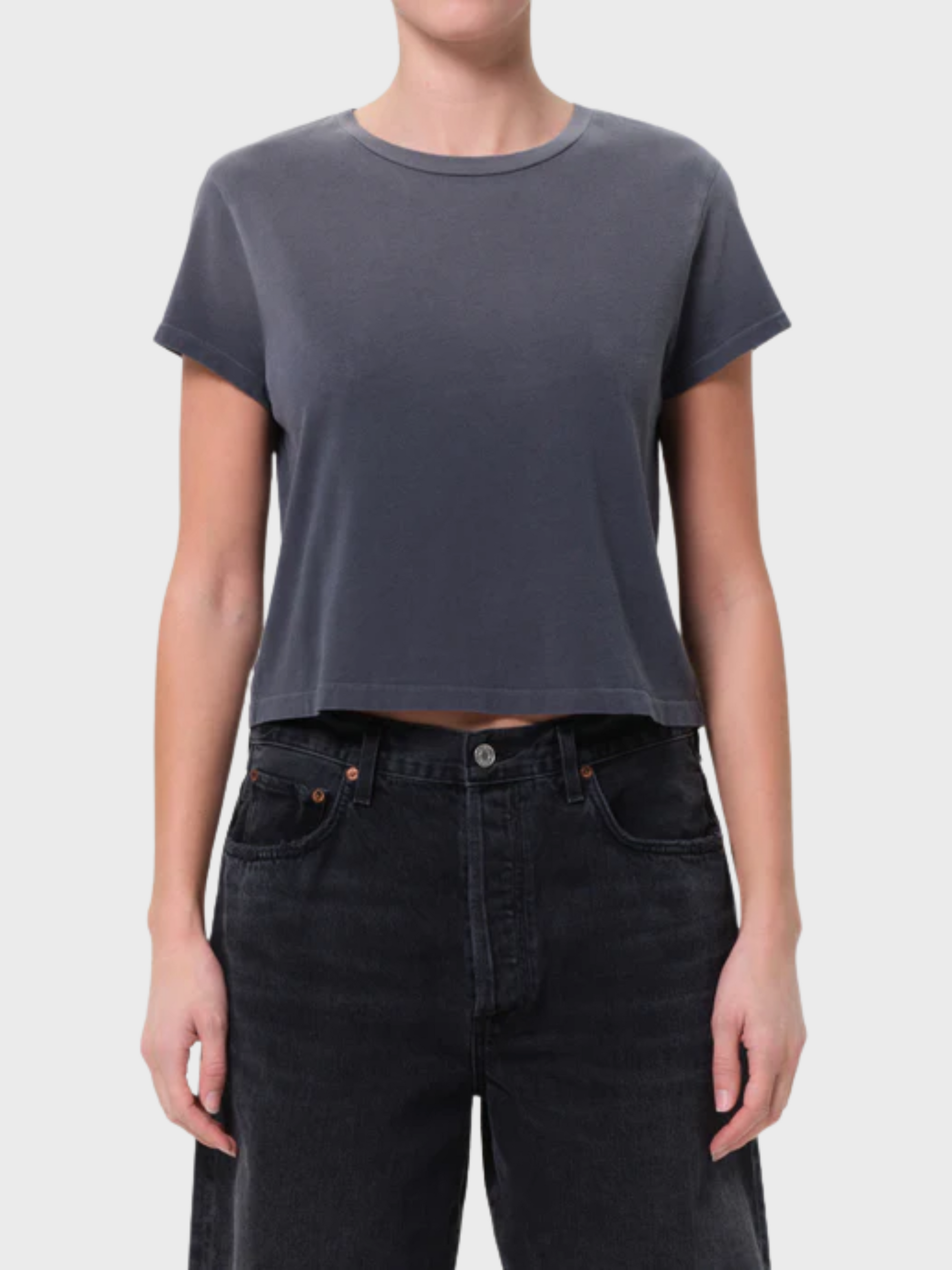 Agolde Adine Shrunken Tee Windstorm-T-Shirts-West of Woodward Boutique-Vancouver-Canada