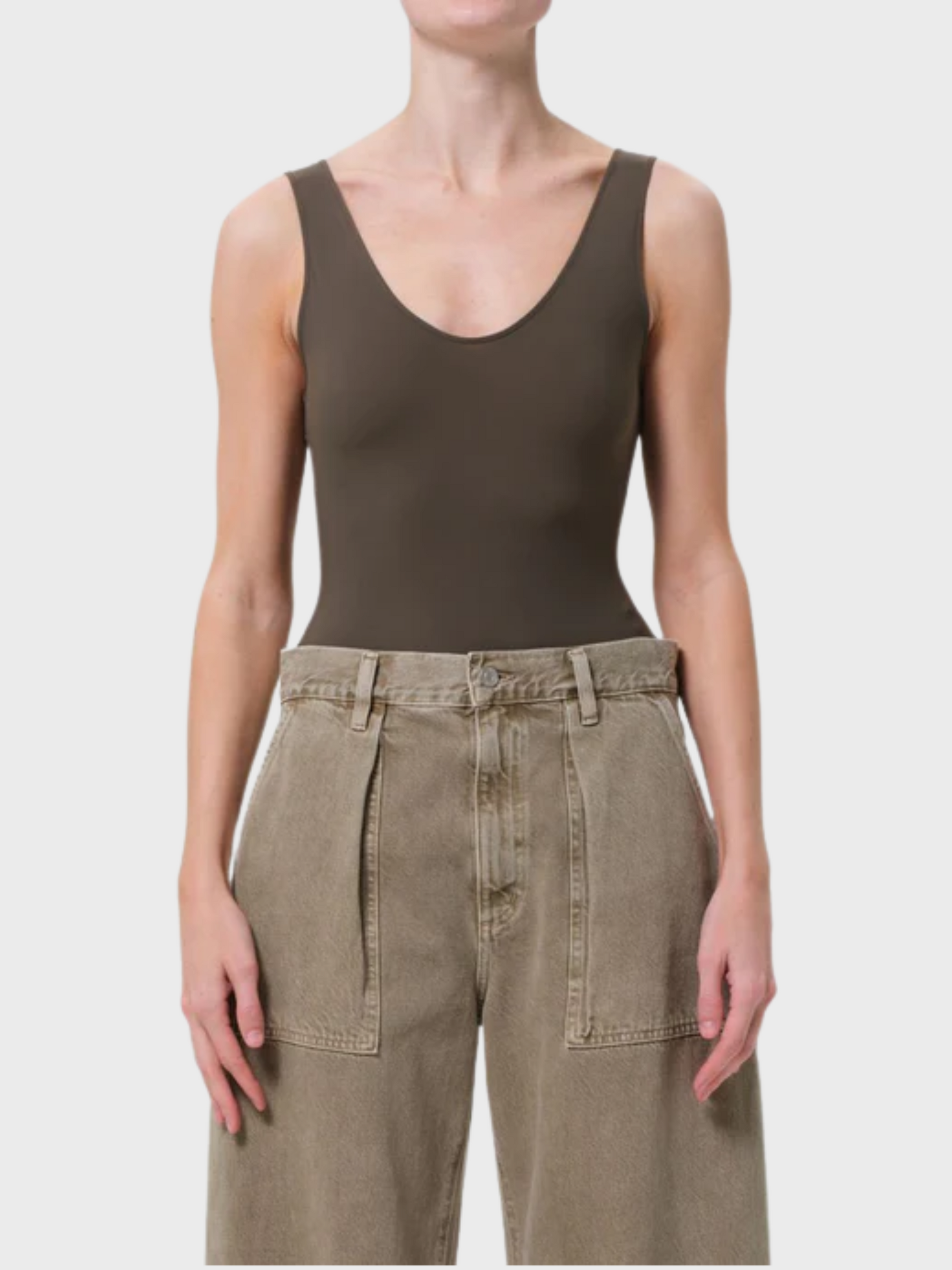 Agolde Tora Bodysuit Grove-T-Shirts-West of Woodward Boutique-Vancouver-Canada
