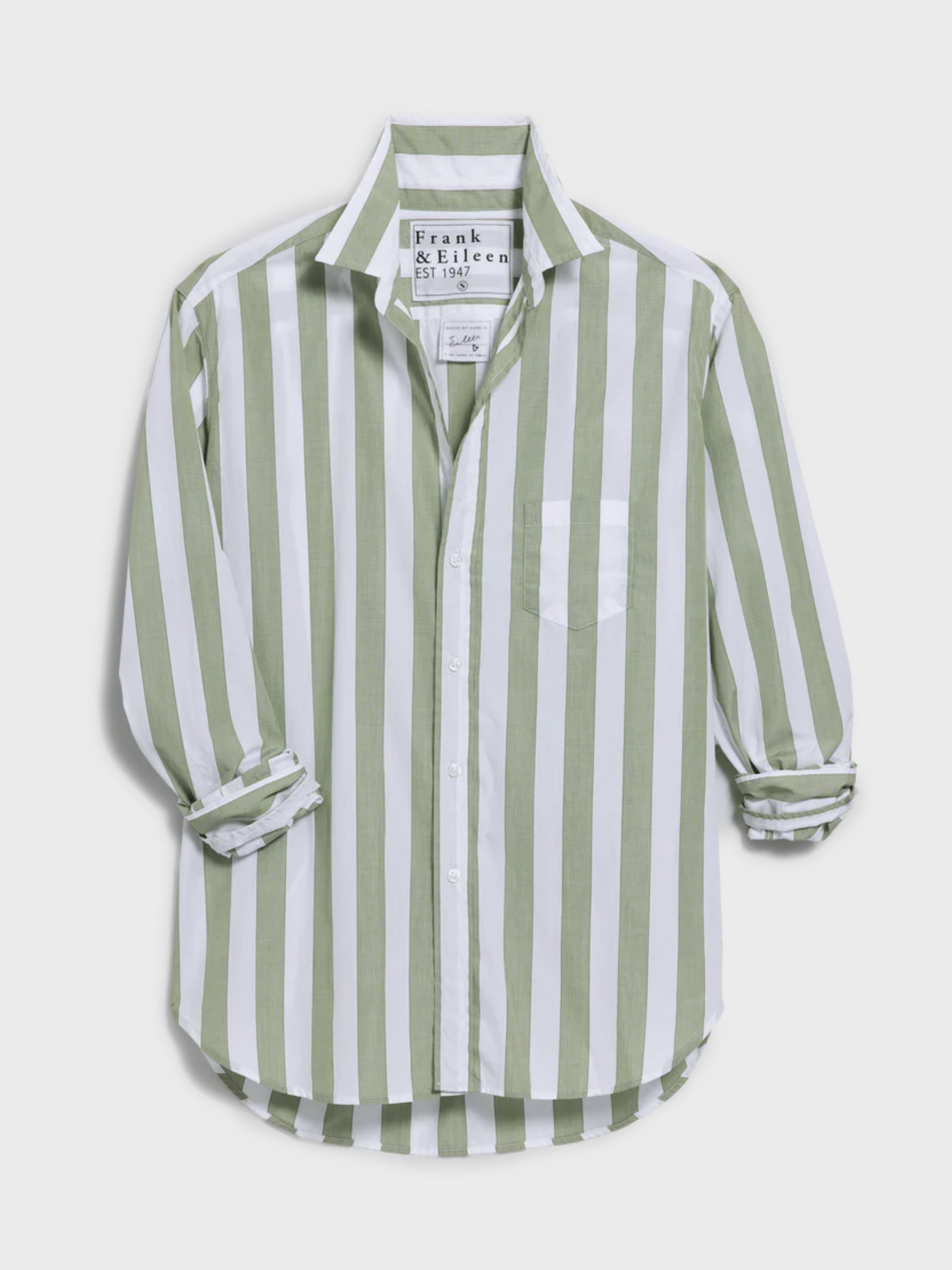 Frank & Eileen Eileen Button Up Shirt Sage Green Stripe-Shirts-West of Woodward Boutique-Vancouver-Canada