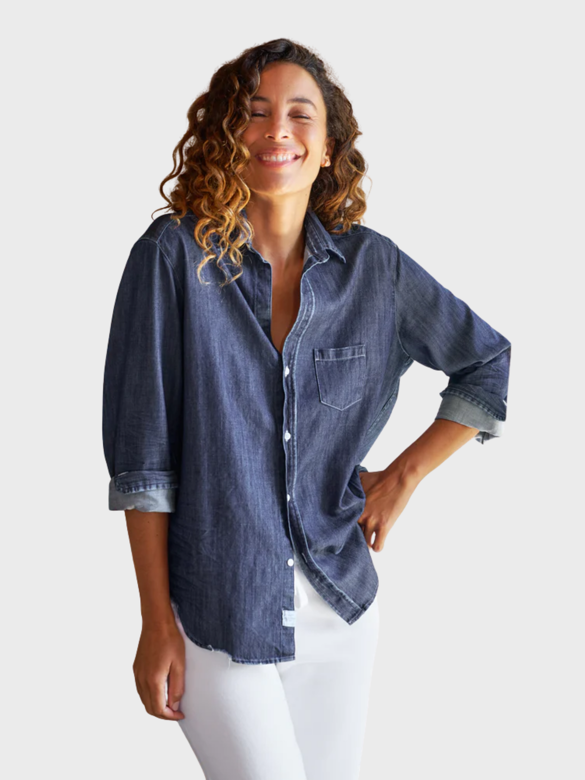 Frank & Eileen Eileen Button Up Shirt Vintage Dark Wash-Shirts-West of Woodward Boutique-Vancouver-Canada