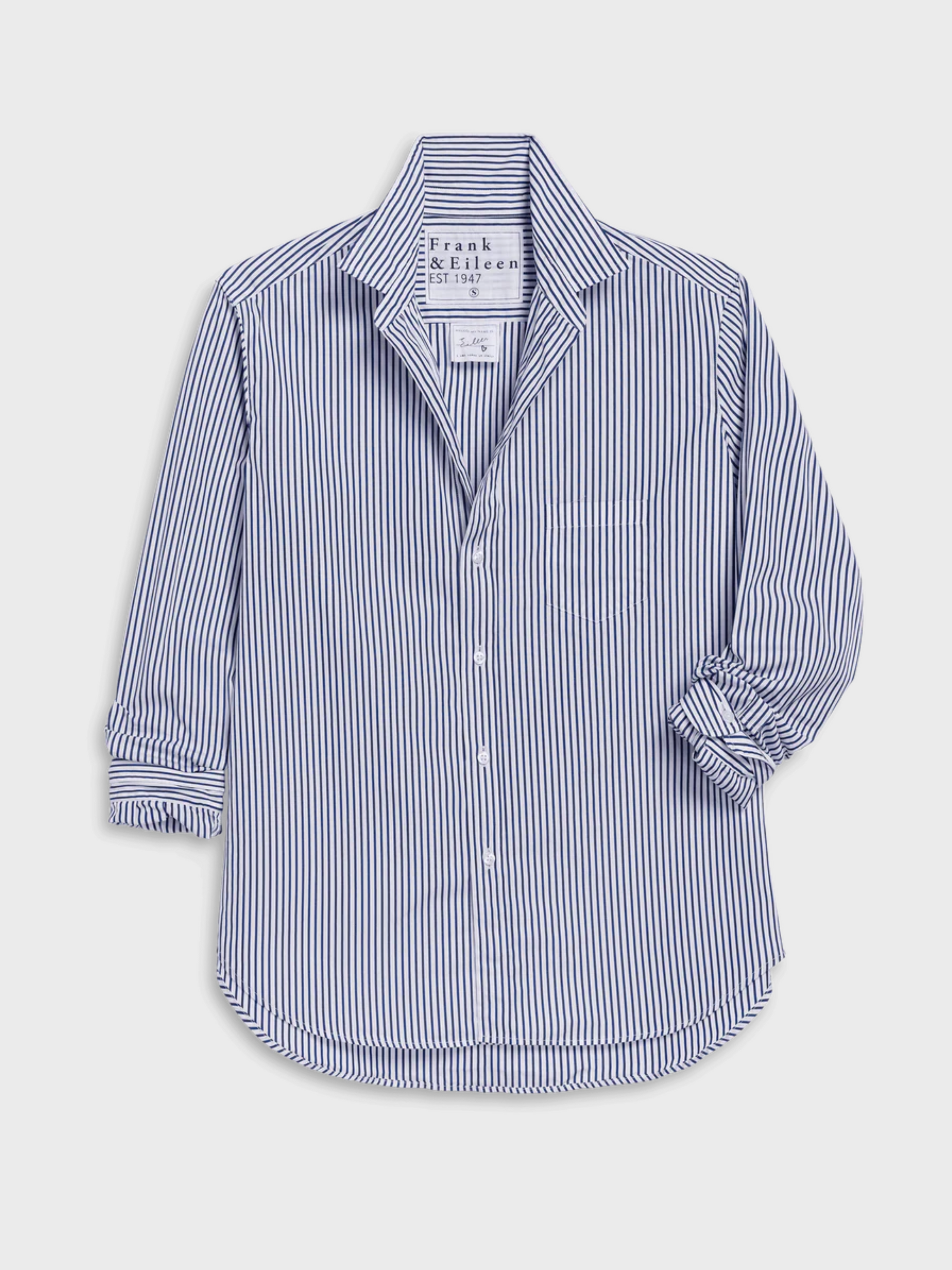Frank & Eileen Eileen Button Up Shirt White Navy Stripe-Shirts-West of Woodward Boutique-Vancouver-Canada