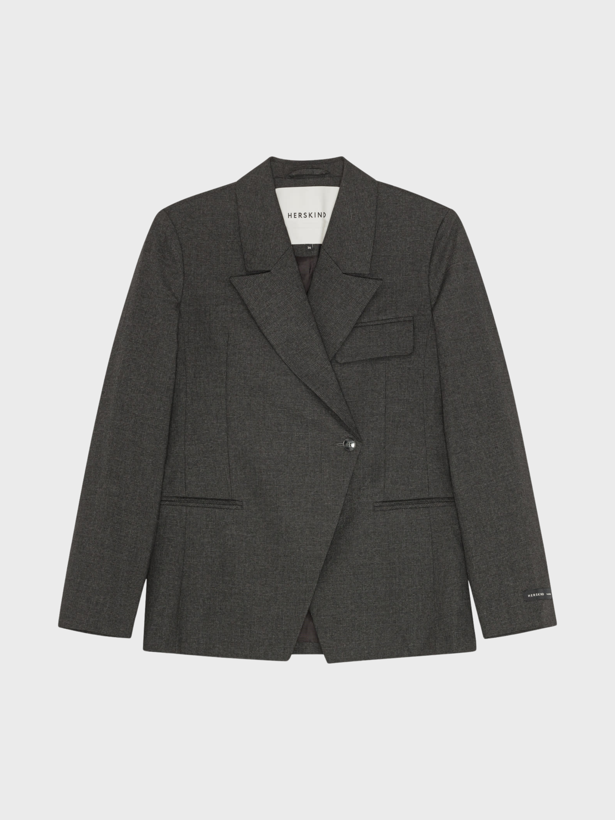 Herskind Oprah Regular Blazer Checks Grey-Jackets-West of Woodward Boutique-Vancouver-Canada
