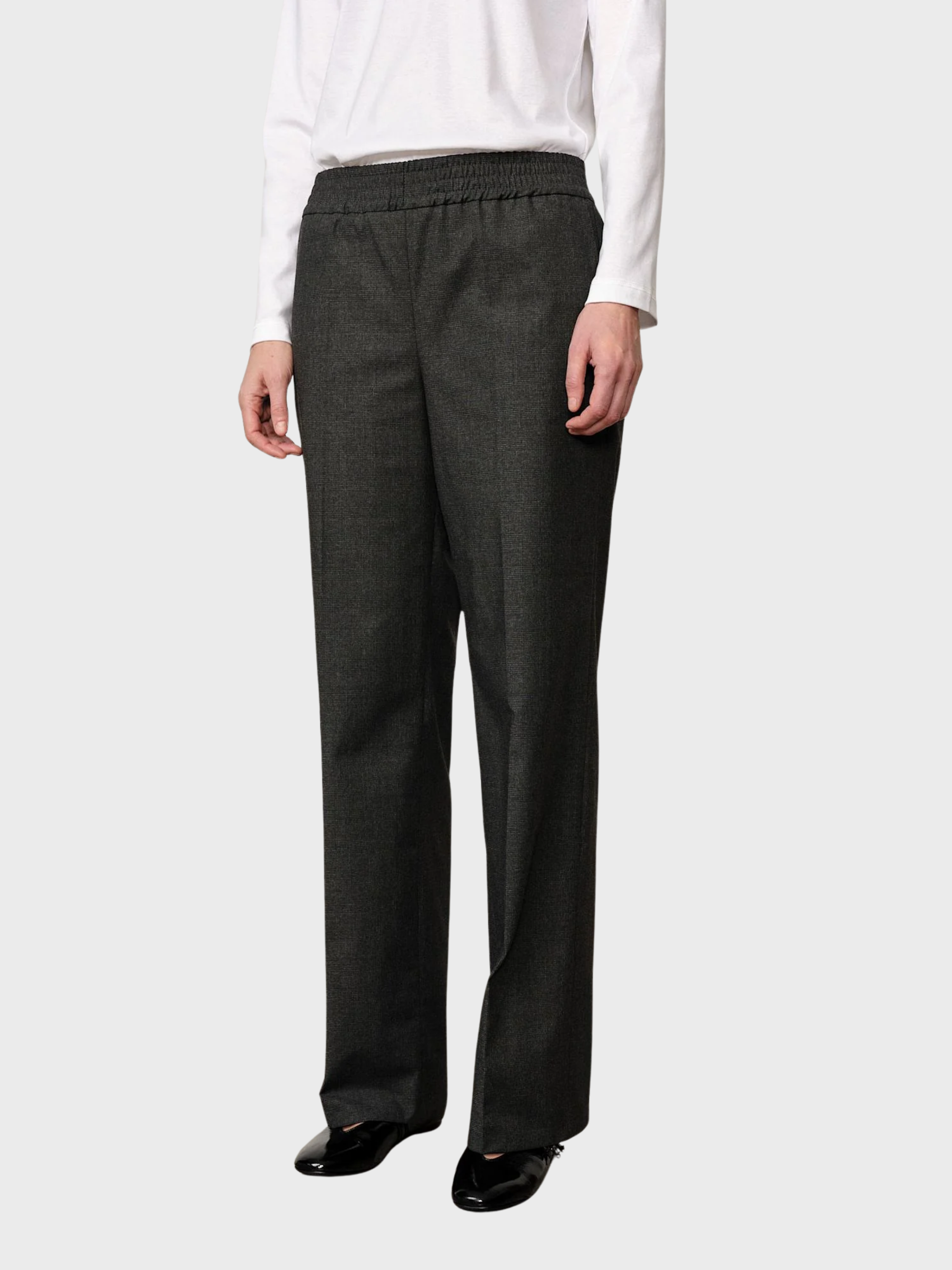 Herskind Pinky Mid Waist Pants Checks Grey-Pants-West of Woodward Boutique-Vancouver-Canada
