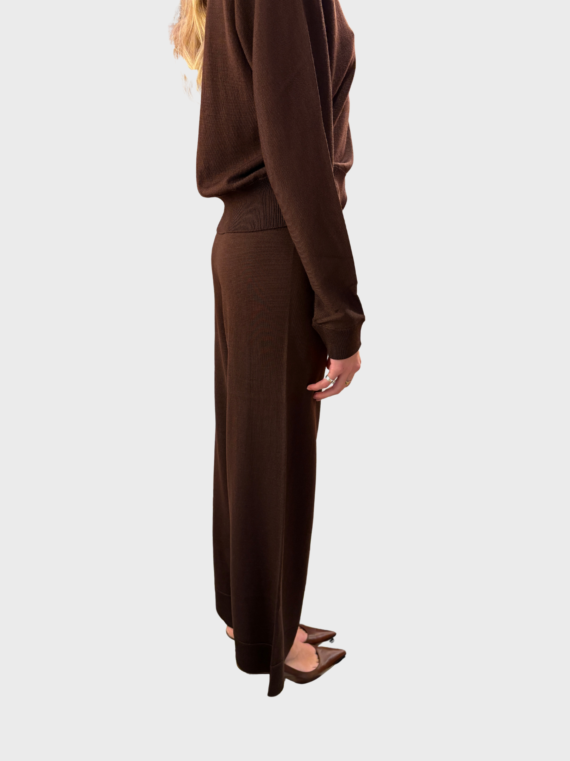 Daniele Fiesoli Straight Merino Pant Moka-Pants-West of Woodward Boutique-Vancouver-Canada