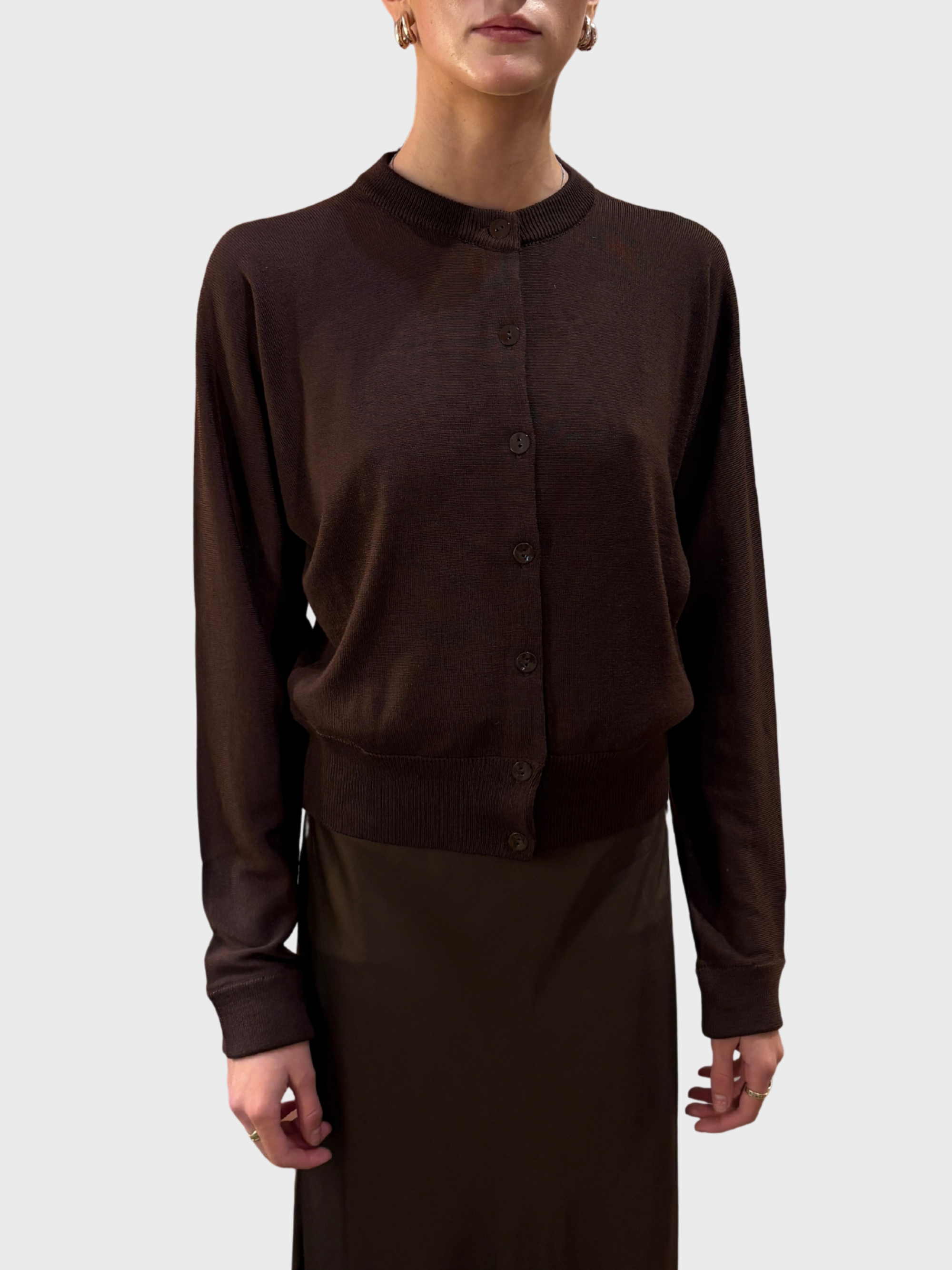 Daniele Fiesoli Merino Cardigan Moka-Sweaters-West of Woodward Boutique-Vancouver-Canada