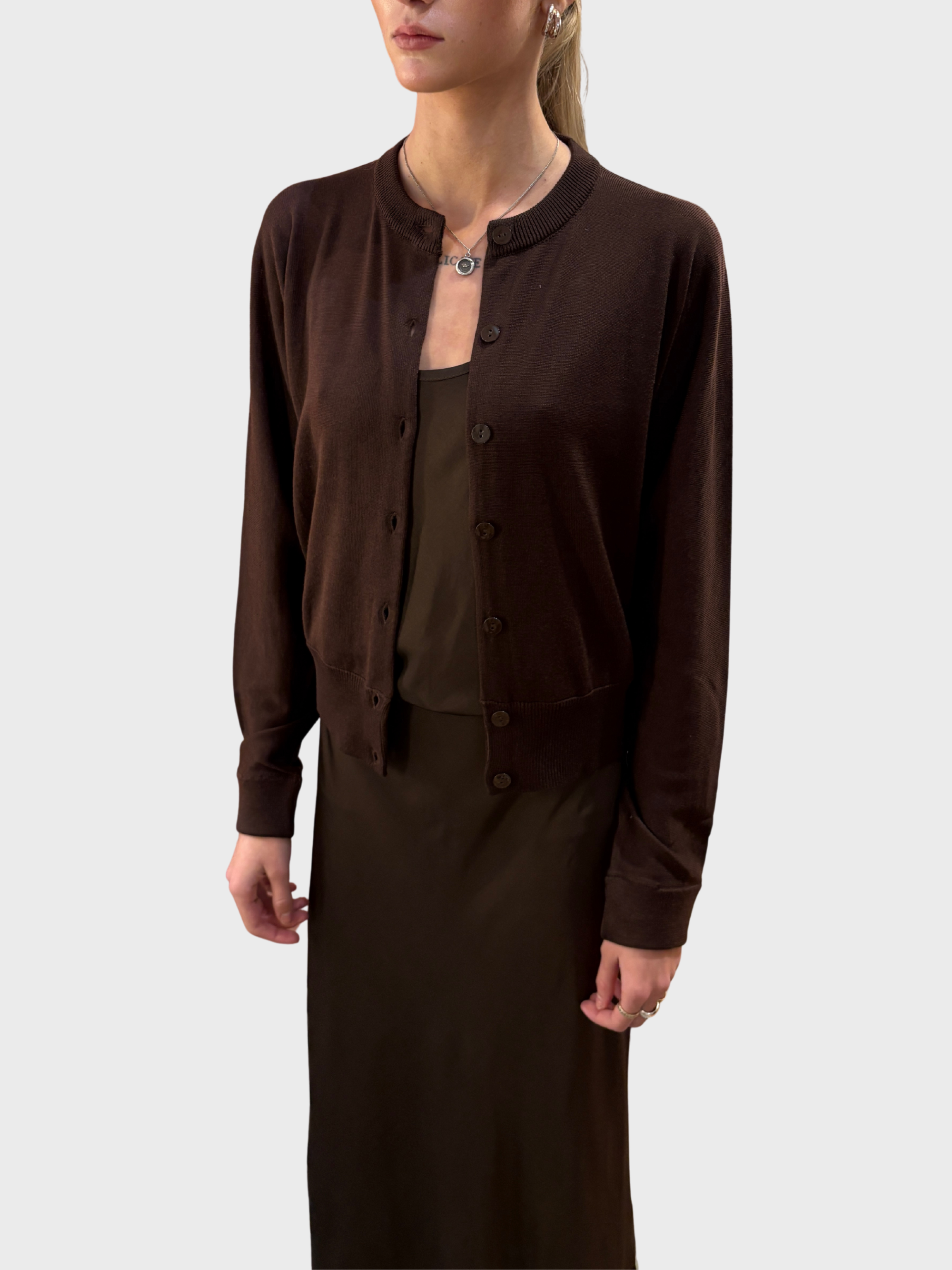 Daniele Fiesoli Merino Cardigan Moka-Sweaters-West of Woodward Boutique-Vancouver-Canada
