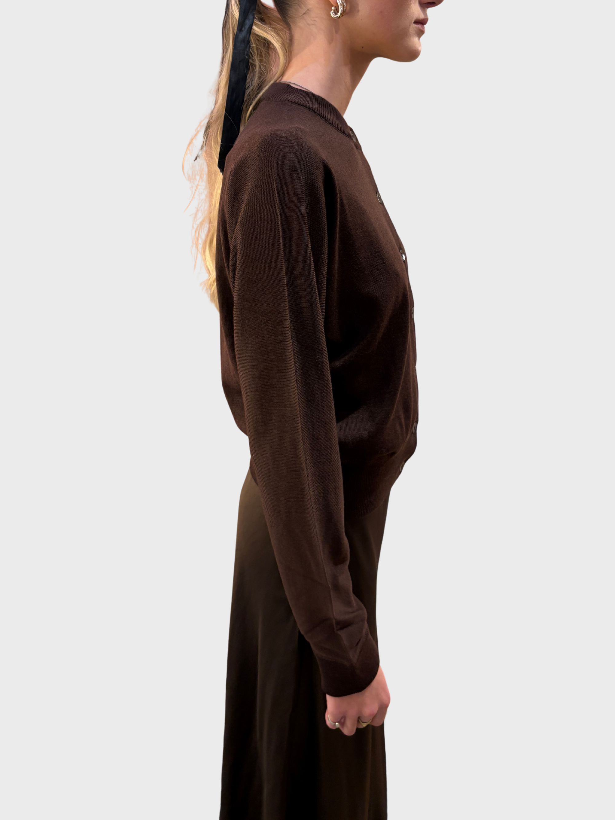 Daniele Fiesoli Merino Cardigan Moka-Sweaters-West of Woodward Boutique-Vancouver-Canada