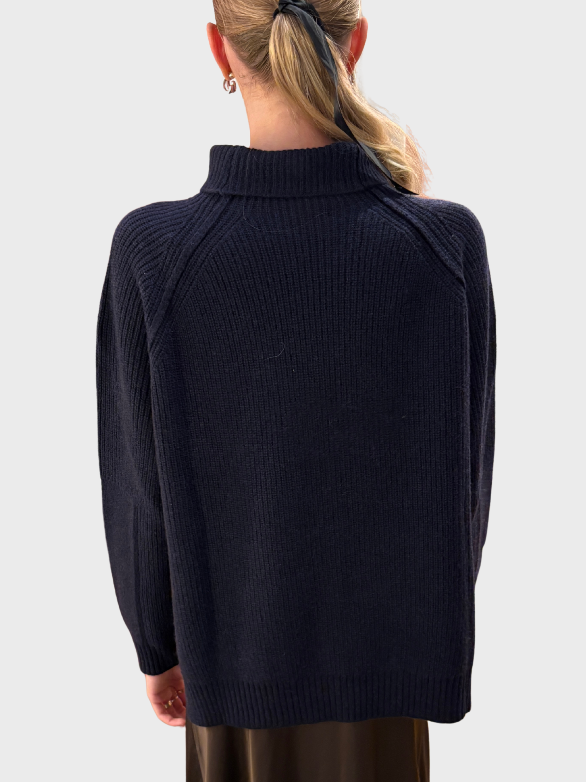 Daniele Fiesoli Turtleneck Cashmere Raglan Sweater Blue-Sweaters-West of Woodward Boutique-Vancouver-Canada