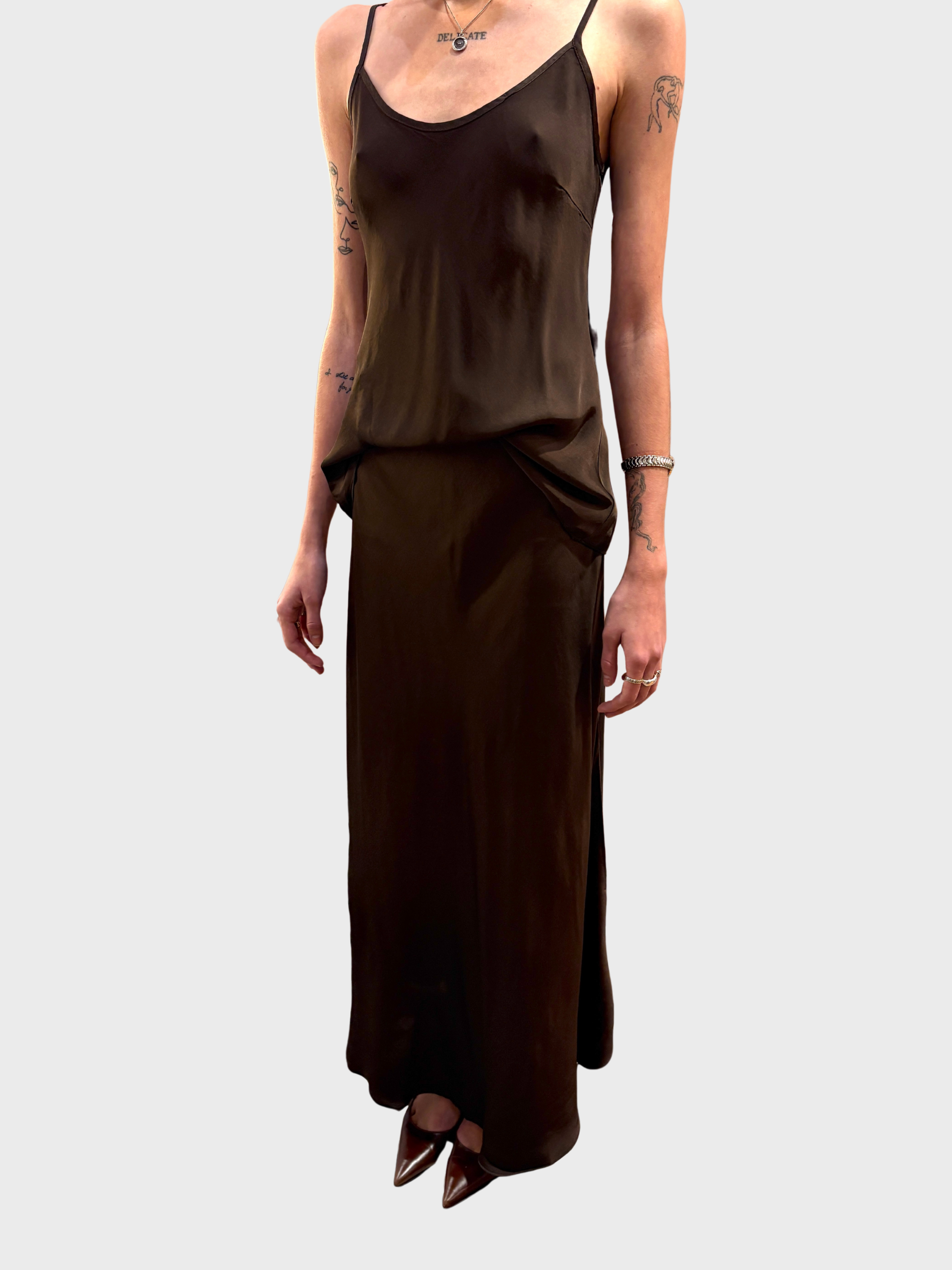 Daniele Fiesoli Viscose Skirt Moka-Dresses-West of Woodward Boutique-Vancouver-Canada