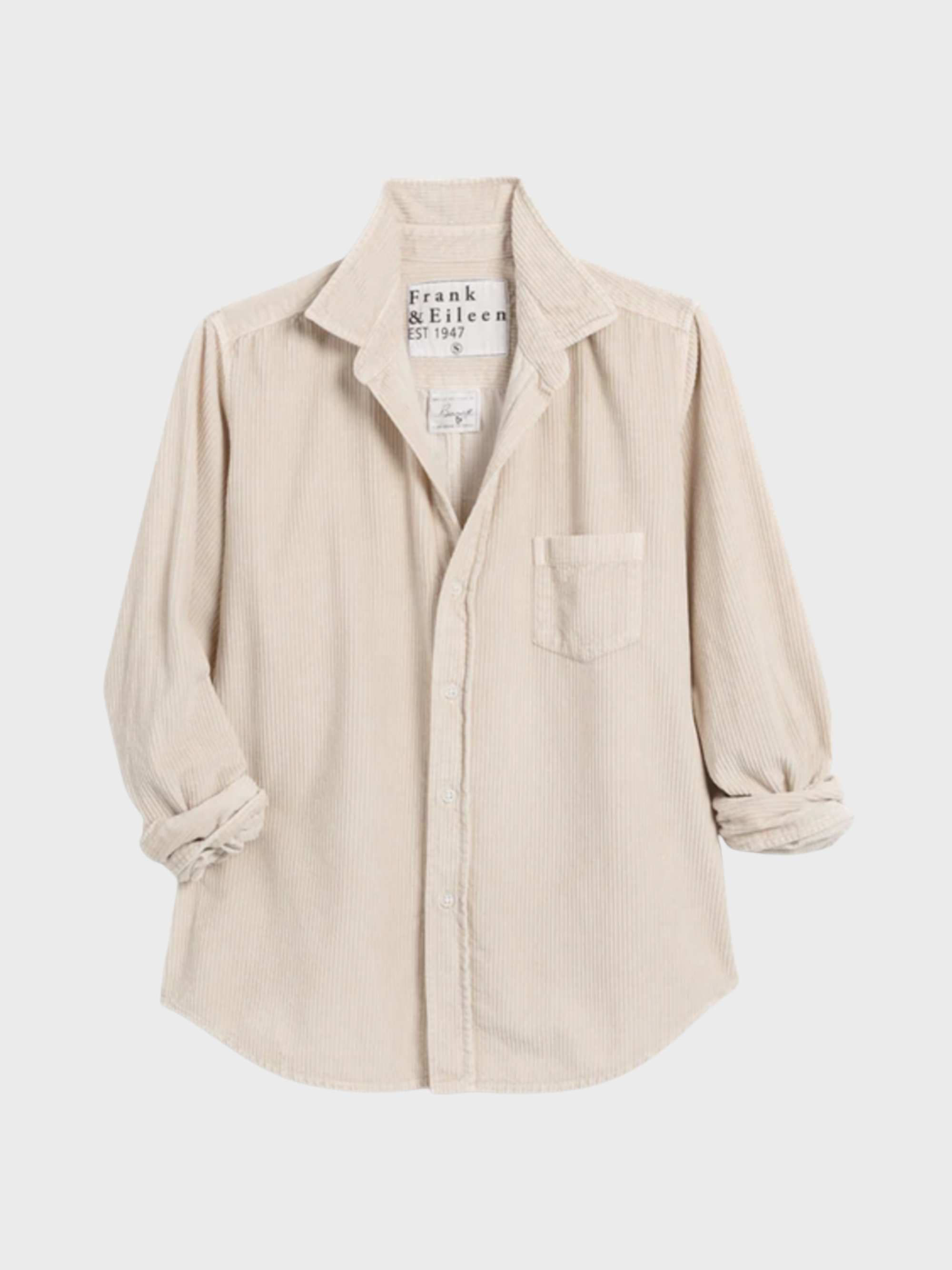 Frank & Eileen Barry Button Up Shirt Corduroy Vintage White-Shirts-West of Woodward Boutique-Vancouver-Canada