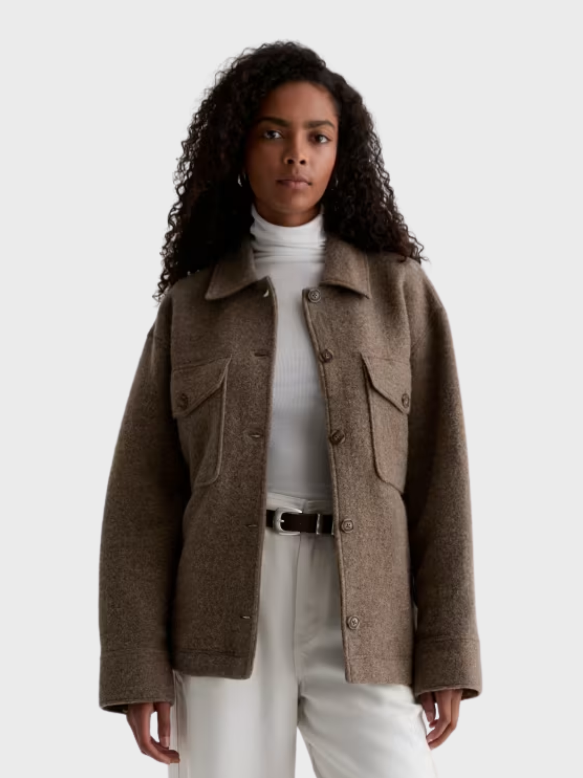 AG Zola Shirt Jacket Melange Stone-Jackets-West of Woodward Boutique-Vancouver-Canada