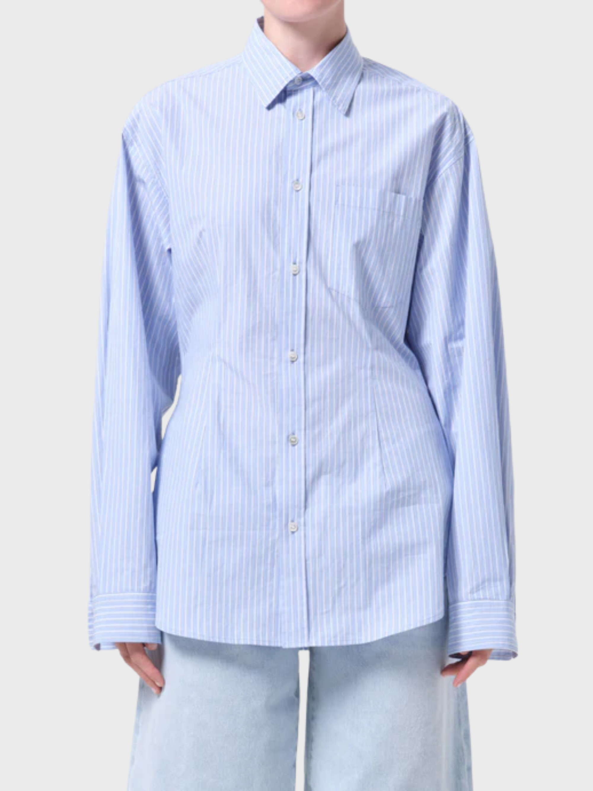 Agolde Cinch Shirt Webb Stripe-Shirts-West of Woodward Boutique-Vancouver-Canada
