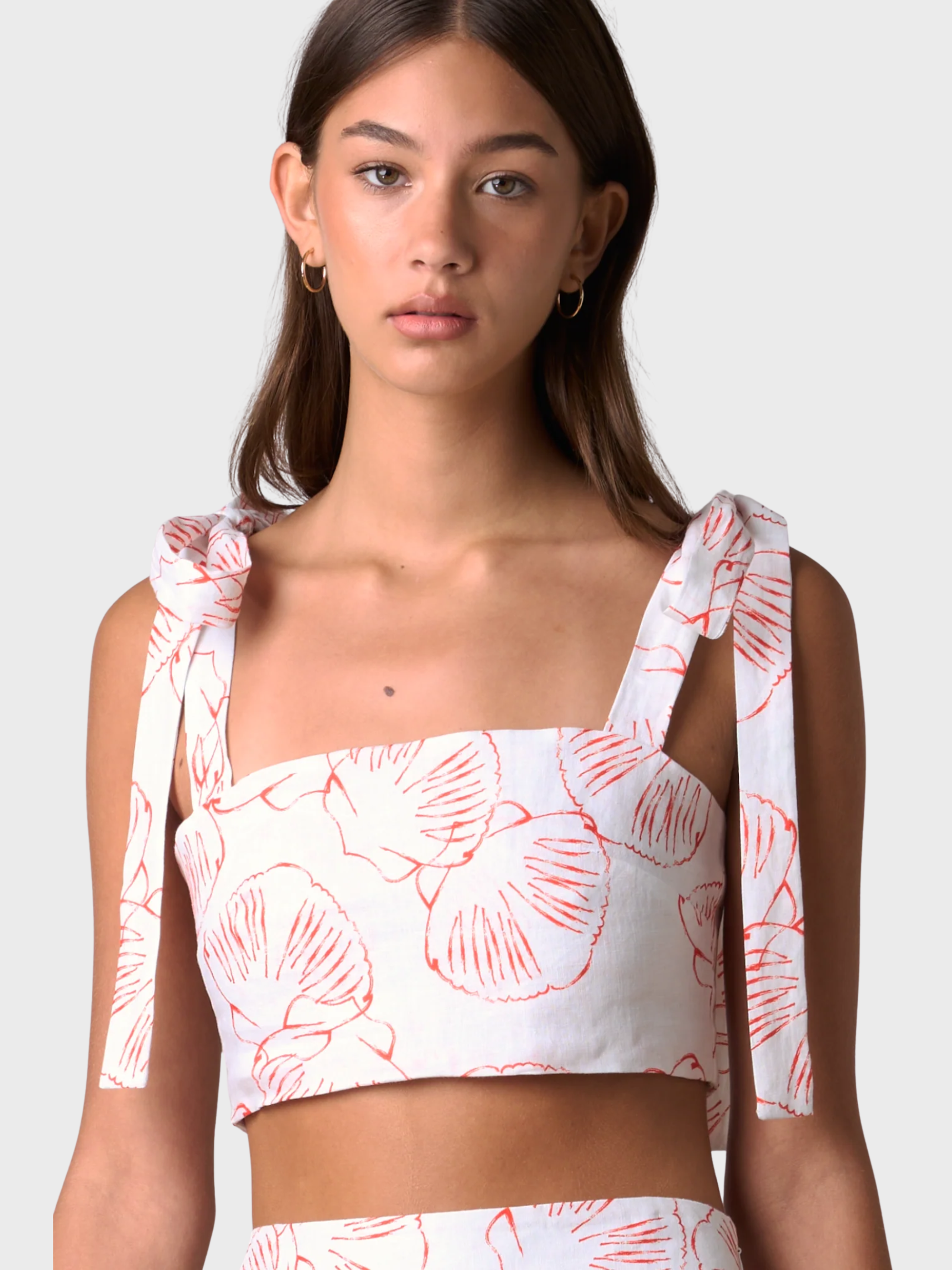 Whitney Linen Tie Shoulder Top Shell Print-T-Shirts-West of Woodward Boutique-Vancouver-Canada