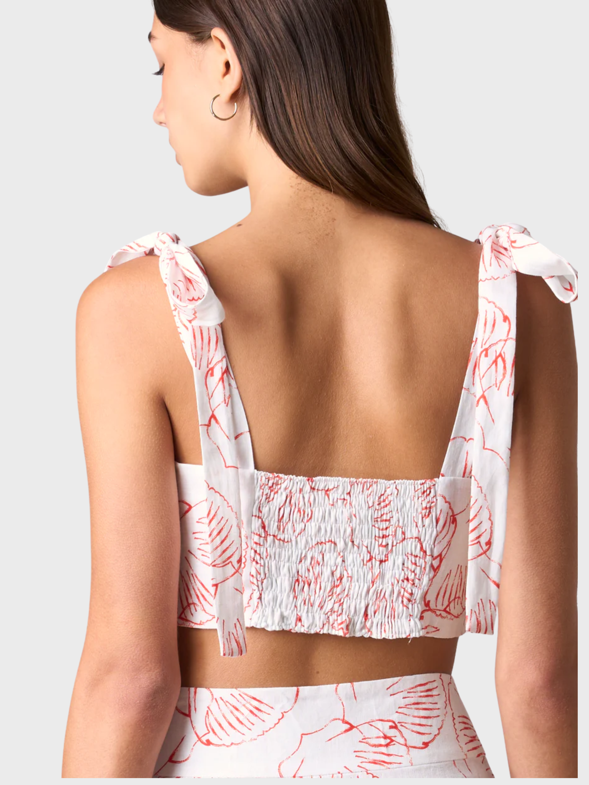 Whitney Linen Tie Shoulder Top Shell Print-T-Shirts-West of Woodward Boutique-Vancouver-Canada