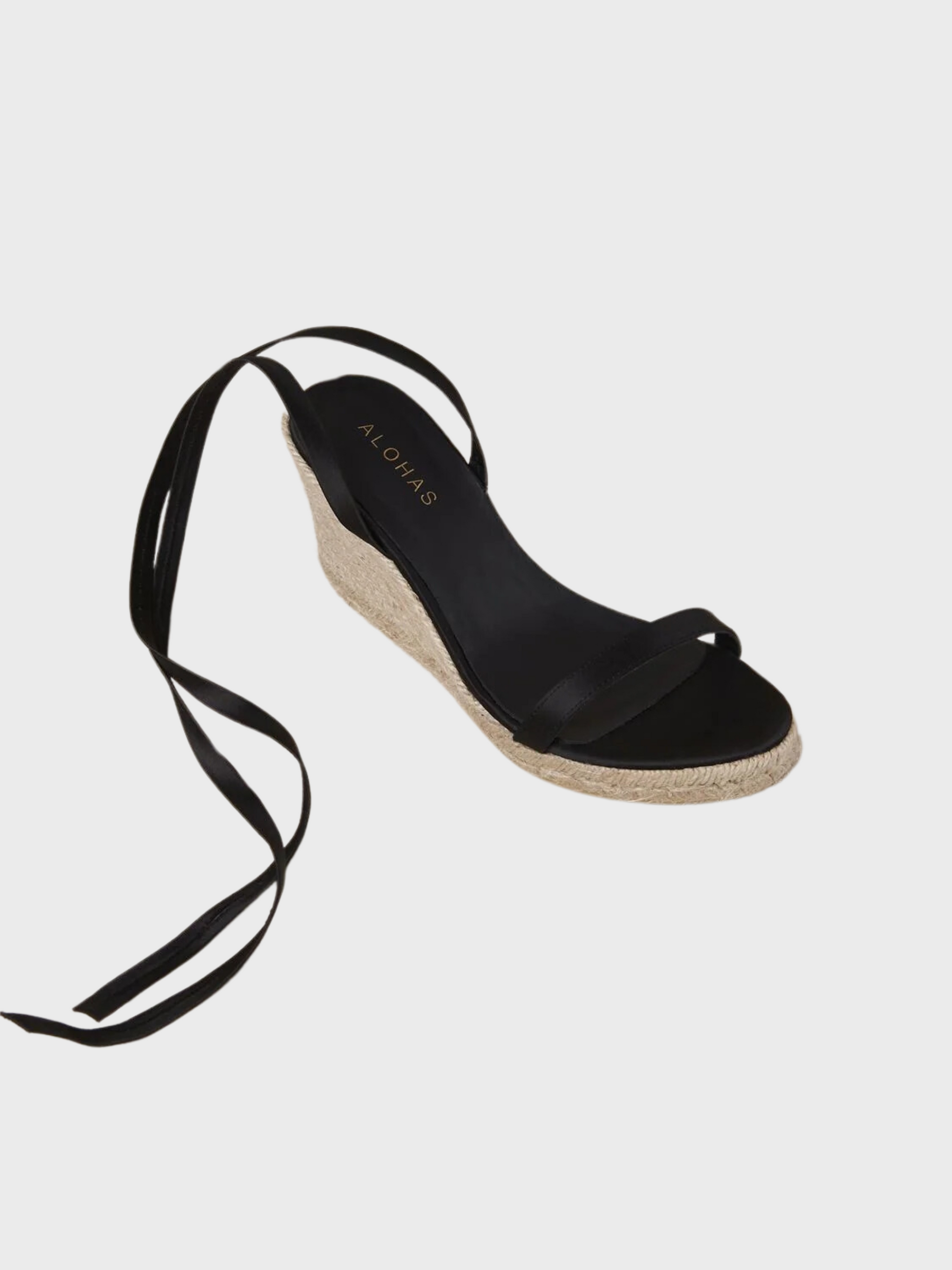 ALOHAS Willa Silky Black Leather Espadrilles-Sneakers-West of Woodward Boutique-Vancouver-Canada
