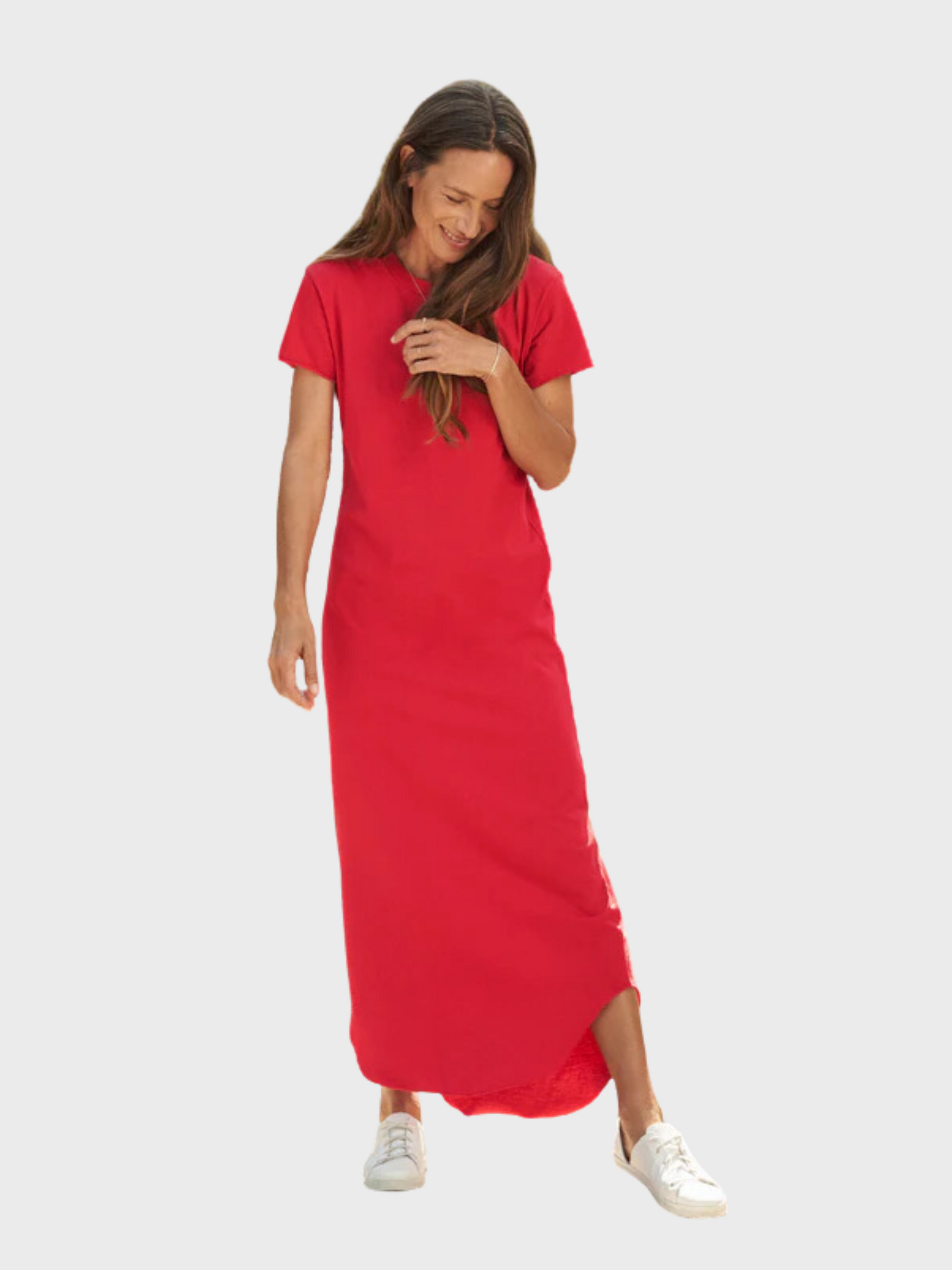 Frank & Eileen Harper Perfect Tee Dress Double Decker Red-Dresses-XS-West of Woodward Boutique-Vancouver-Canada