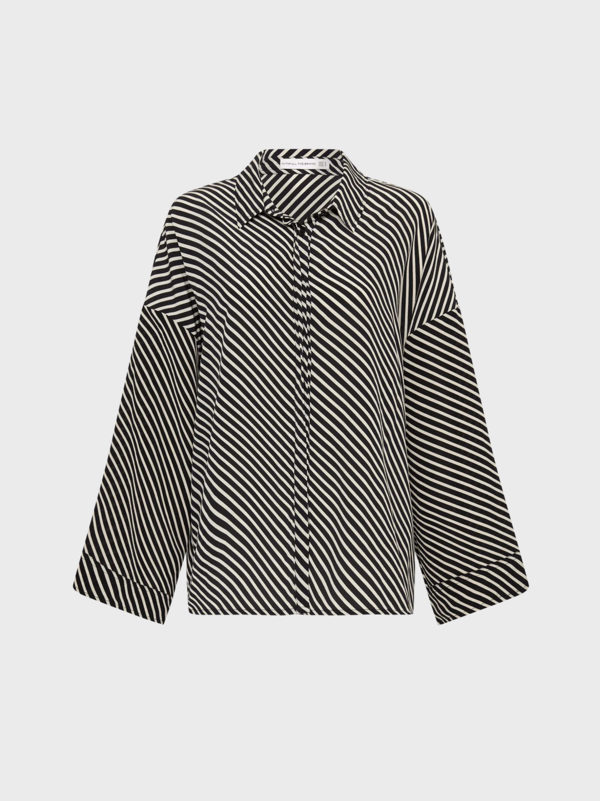 Faithfull Amici Shirt Toscano Stripe Black-Shirts-West of Woodward Boutique-Vancouver-Canada