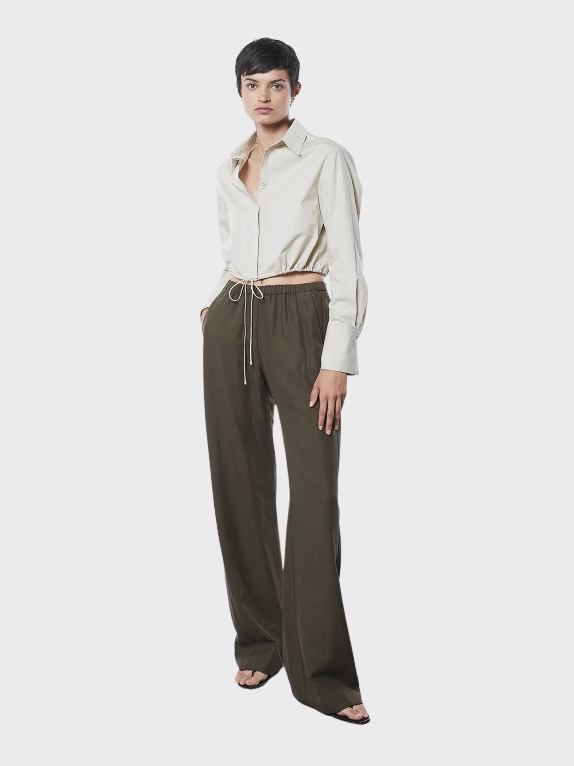 Enza Costa Twill Everywhere Pant Military-Pants-0-West of Woodward Boutique-Vancouver-Canada