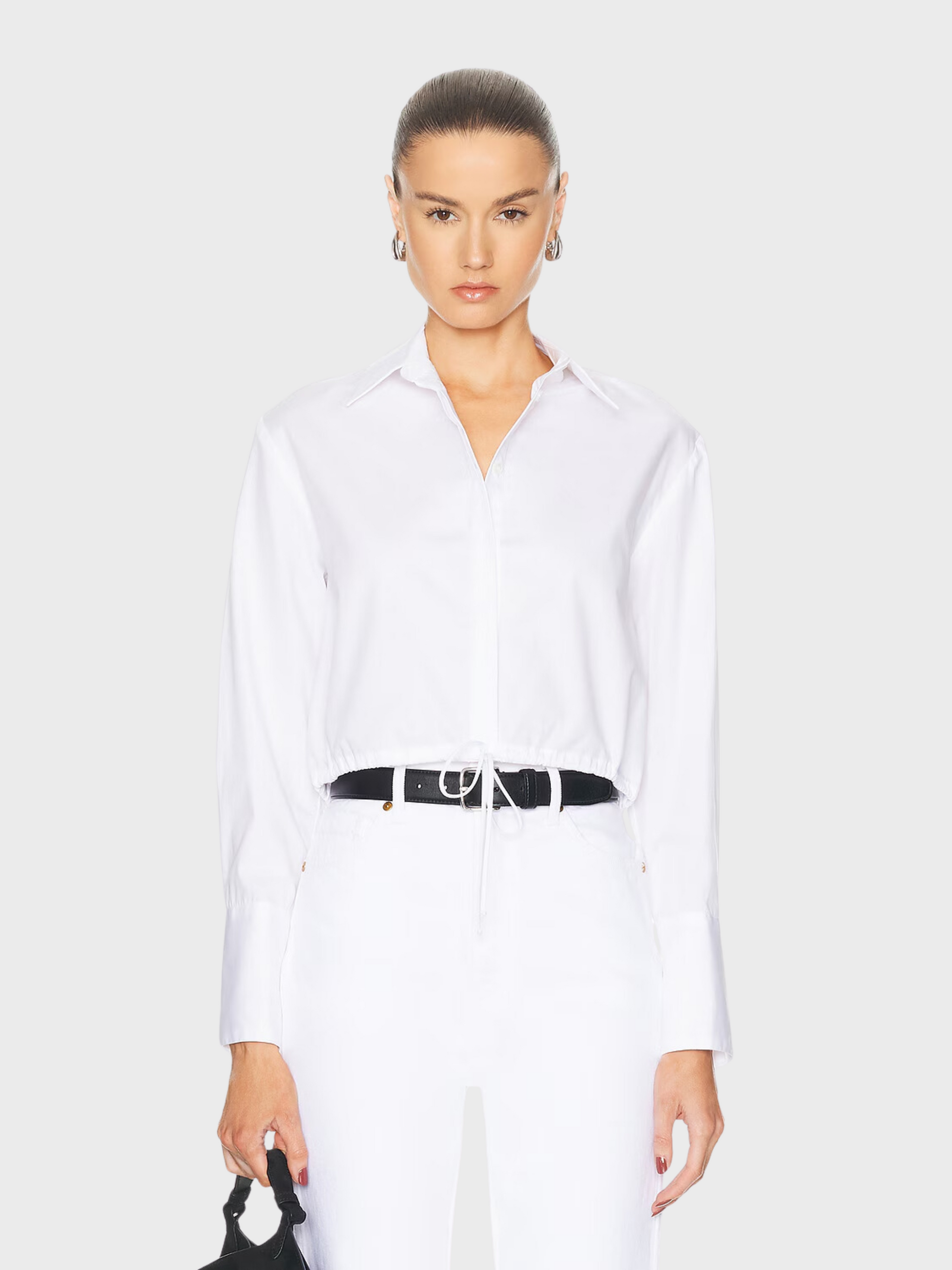 Enza Costa Poplin Drawcord Shirt White-Shirts-0-West of Woodward Boutique-Vancouver-Canada