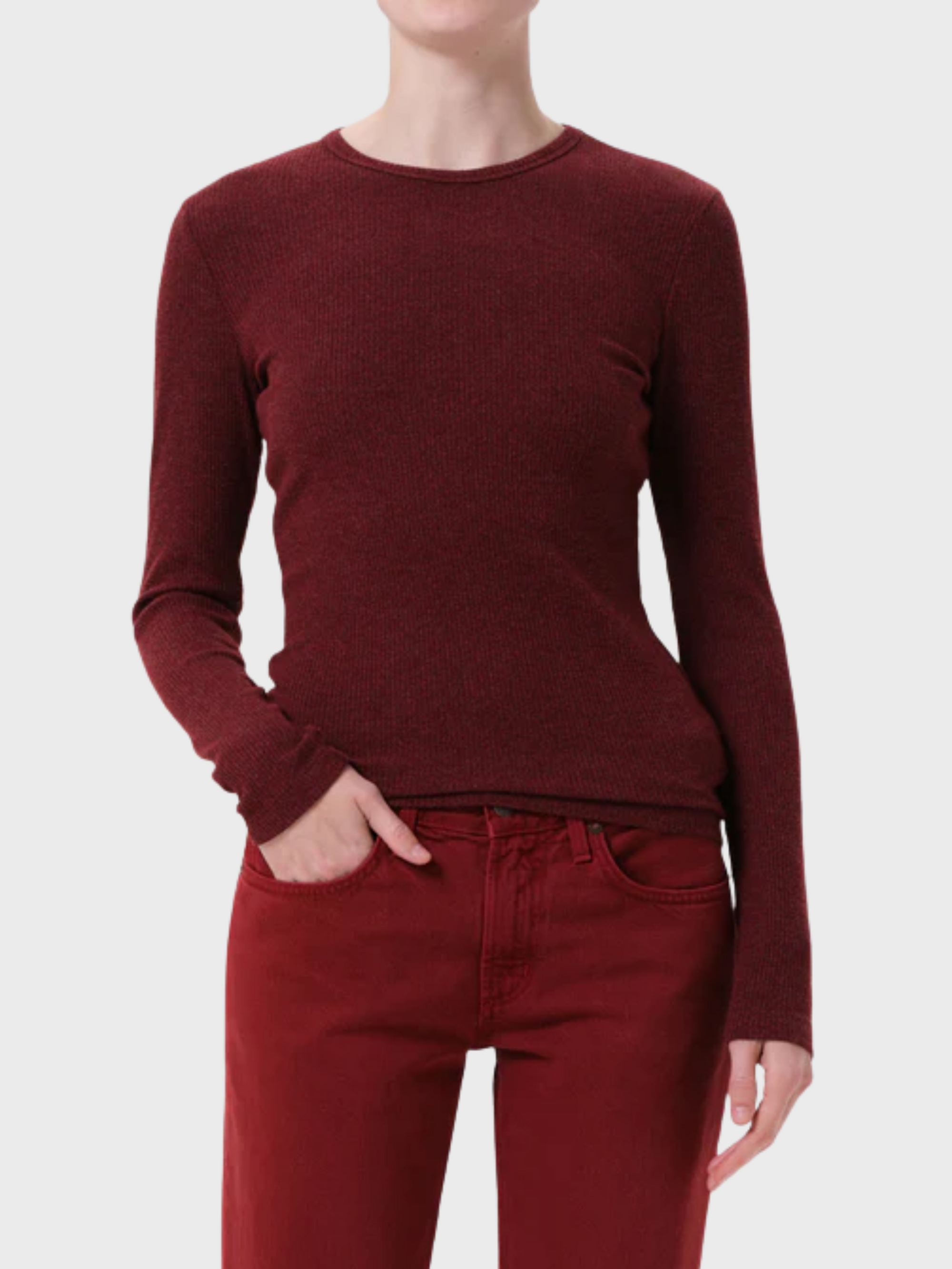 Agolde Delphi Slim Tee Brick-T-Shirts-West of Woodward Boutique-Vancouver-Canada