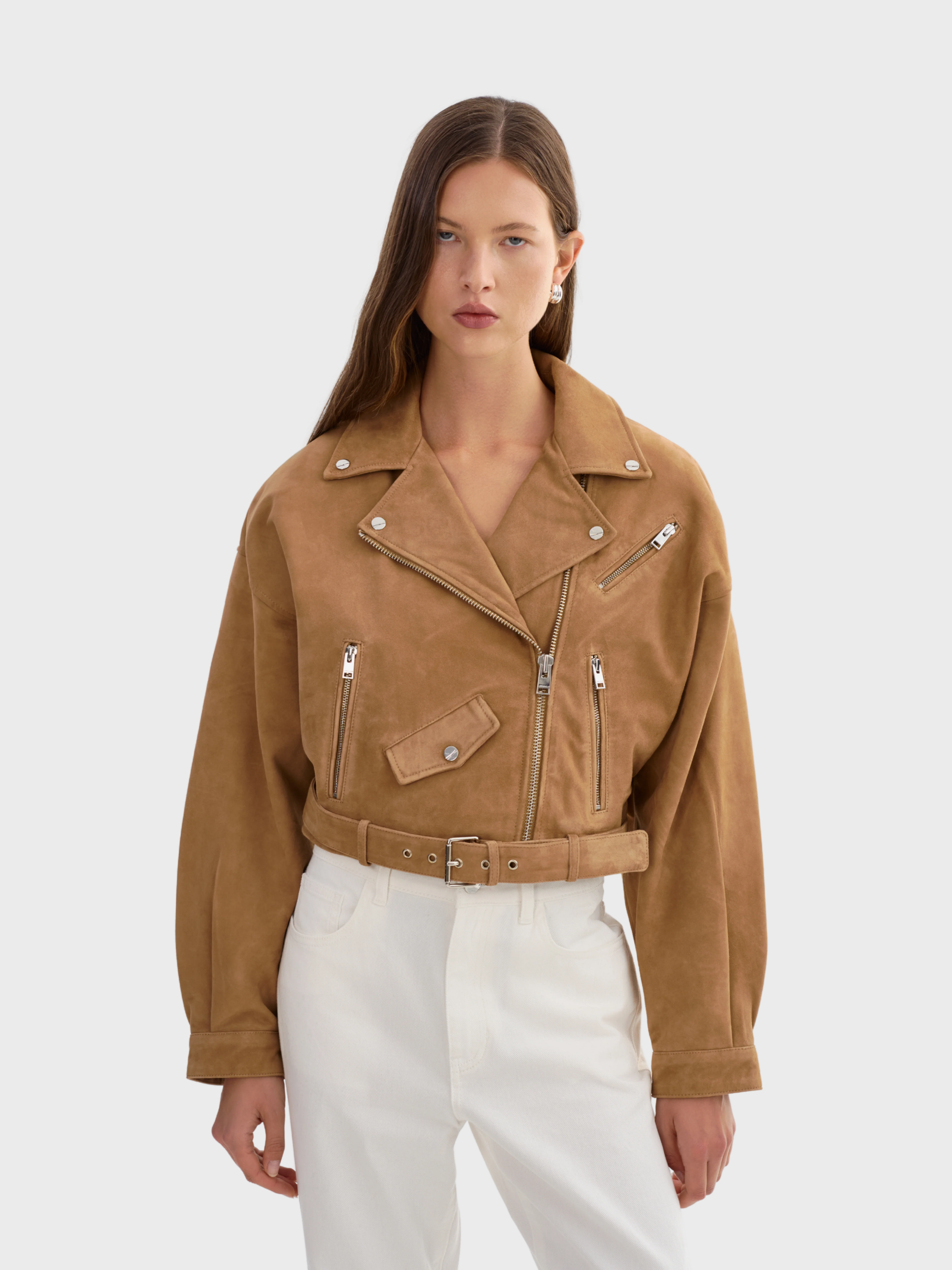 Lamarque Dylan Suede Jacket Latte-Jackets-West of Woodward Boutique-Vancouver-Canada