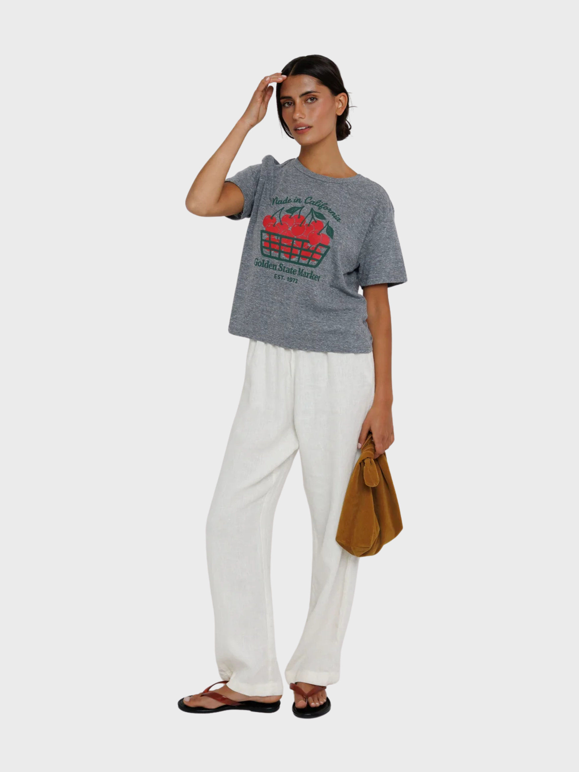Sunny Somewhere California Cherries Everday Tee Heather Grey-T-Shirts-West of Woodward Boutique-Vancouver-Canada
