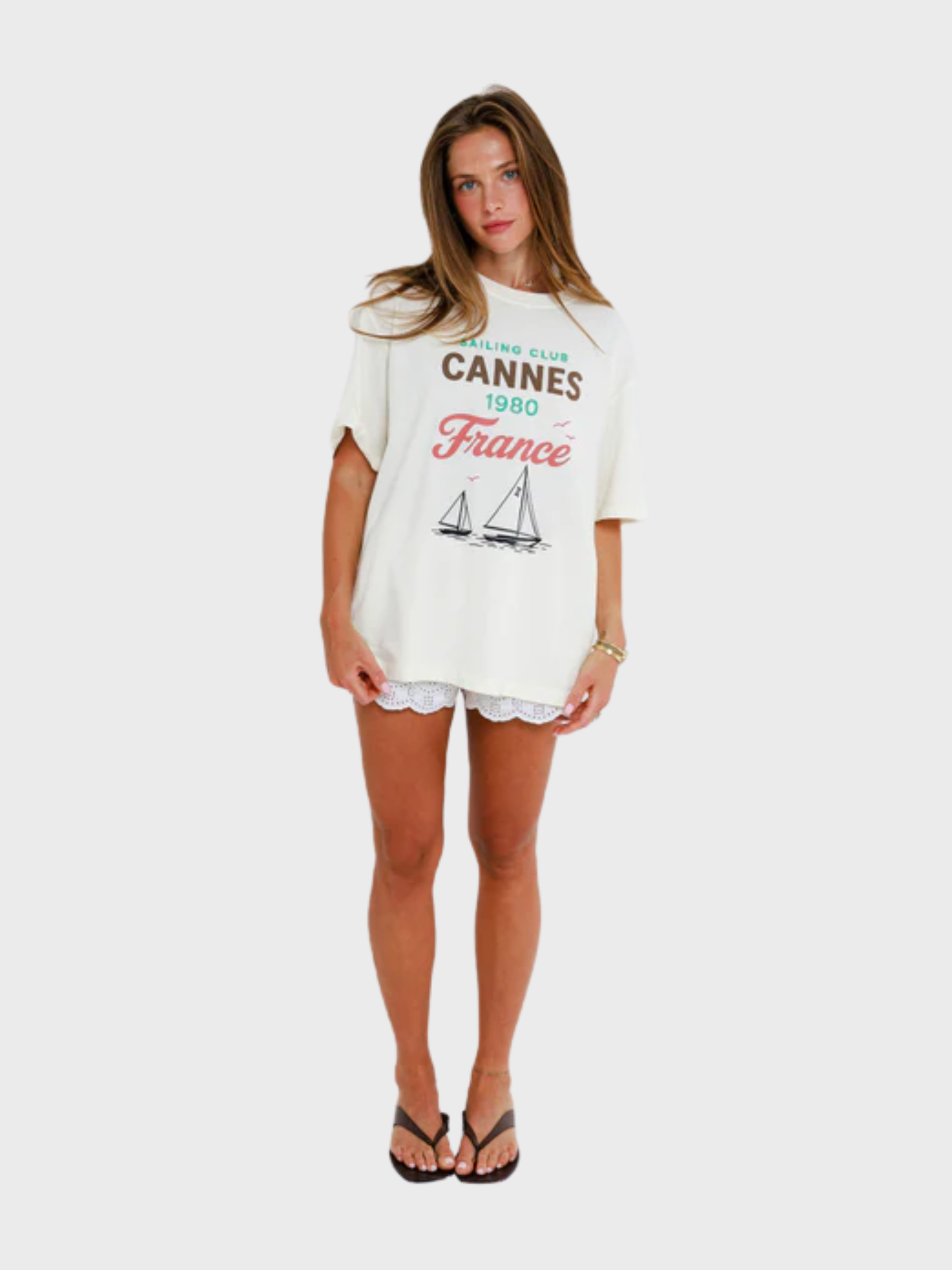 Sunny Somewhere Sailing Club Cannes Tee Off White-T-Shirts-West of Woodward Boutique-Vancouver-Canada