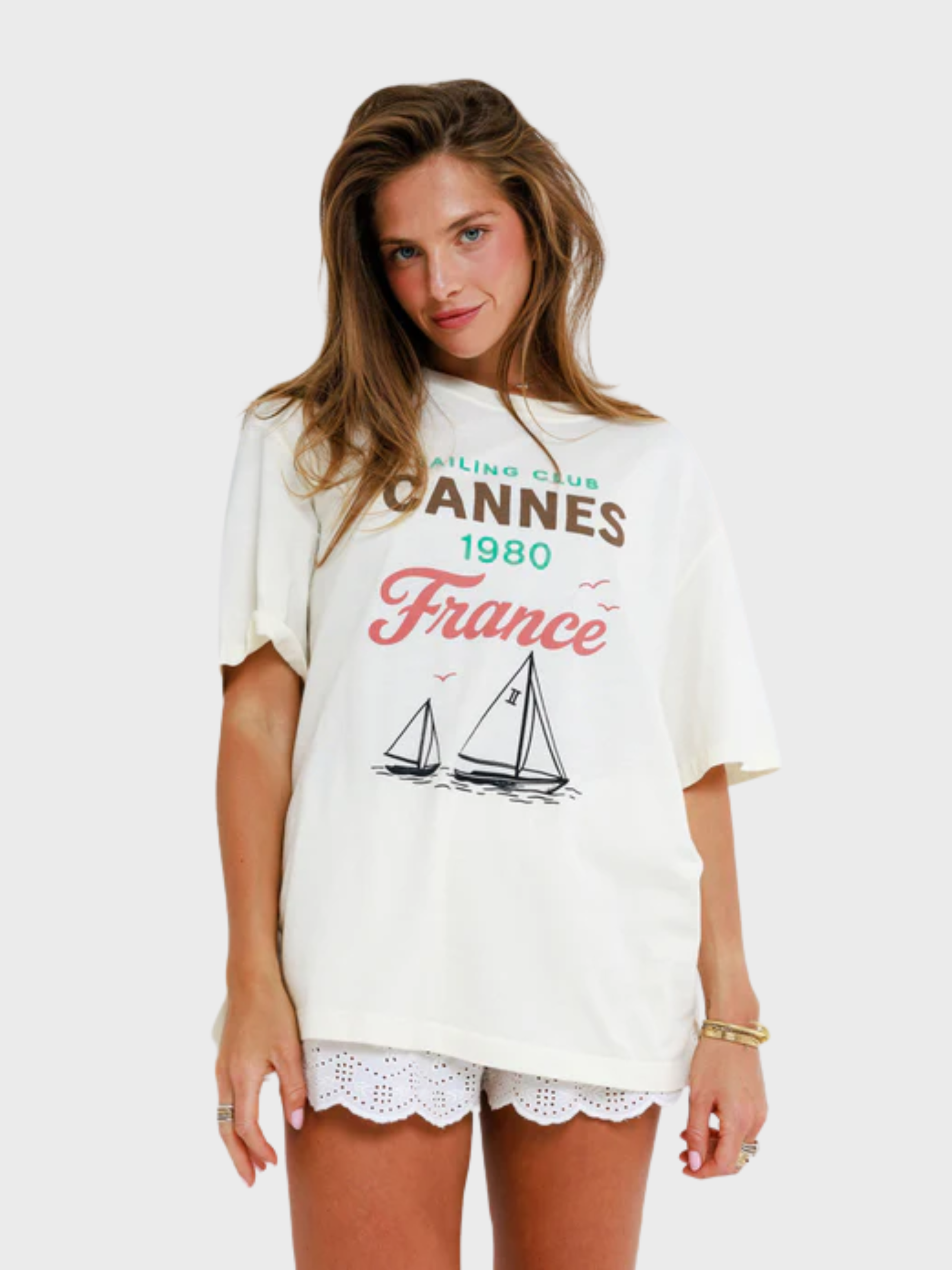 Sunny Somewhere Sailing Club Cannes Tee Off White-T-Shirts-West of Woodward Boutique-Vancouver-Canada