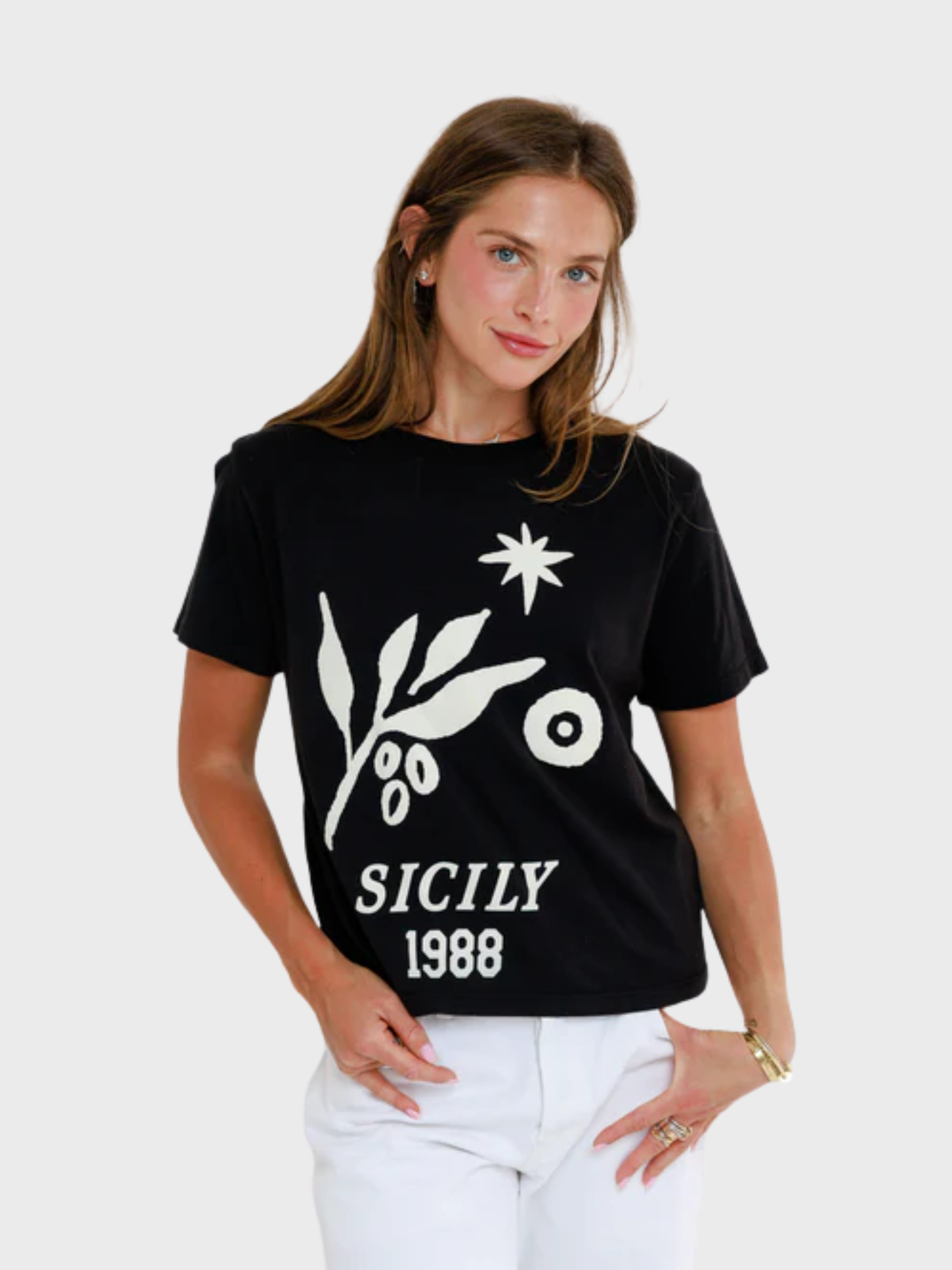 Sunny Somewhere Sicily 1988 Tee Vintage Black-T-Shirts-West of Woodward Boutique-Vancouver-Canada