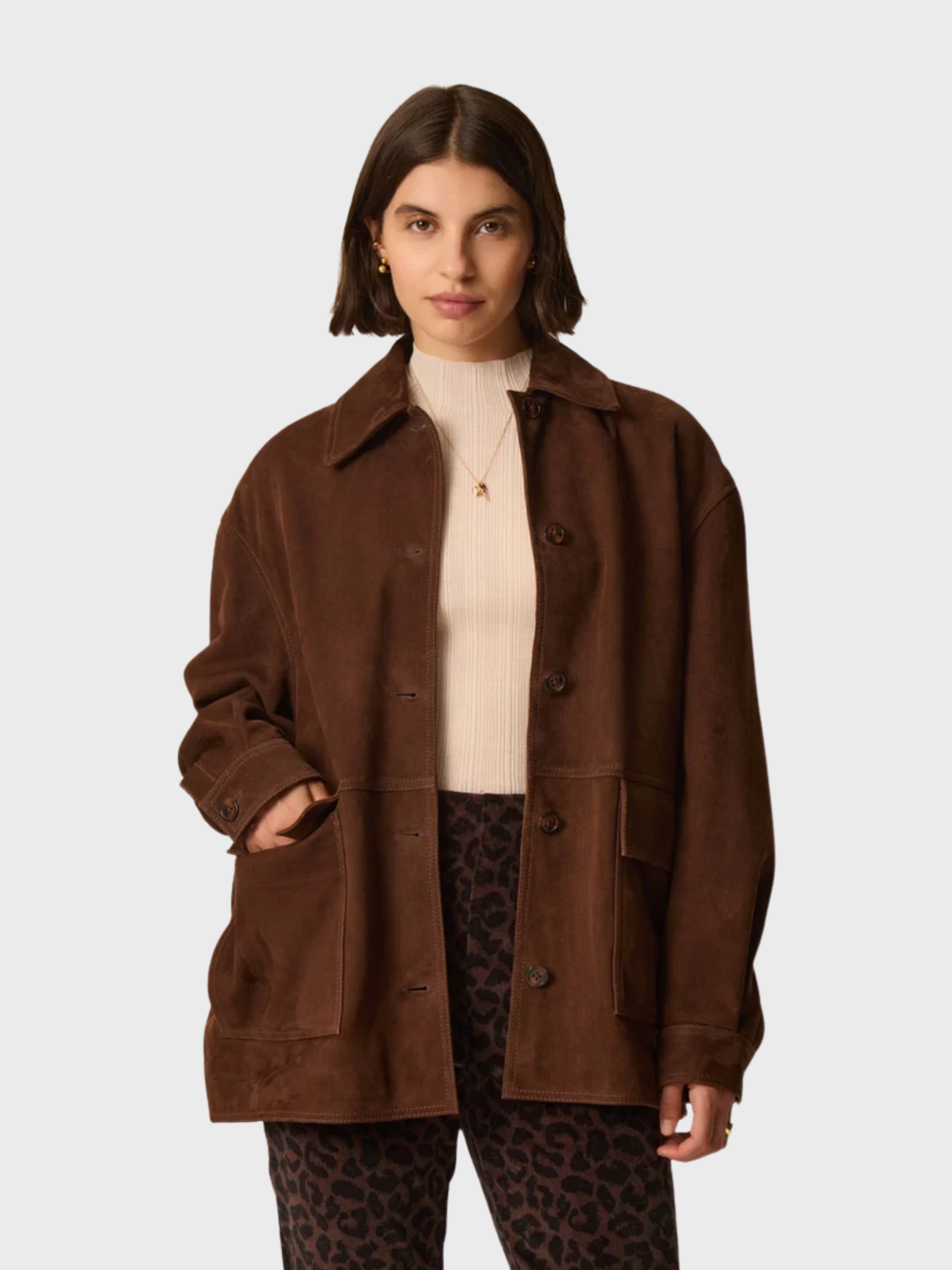 Des Petits Hauts Tiva Suede Jacket Ourson-Jackets-West of Woodward Boutique-Vancouver-Canada