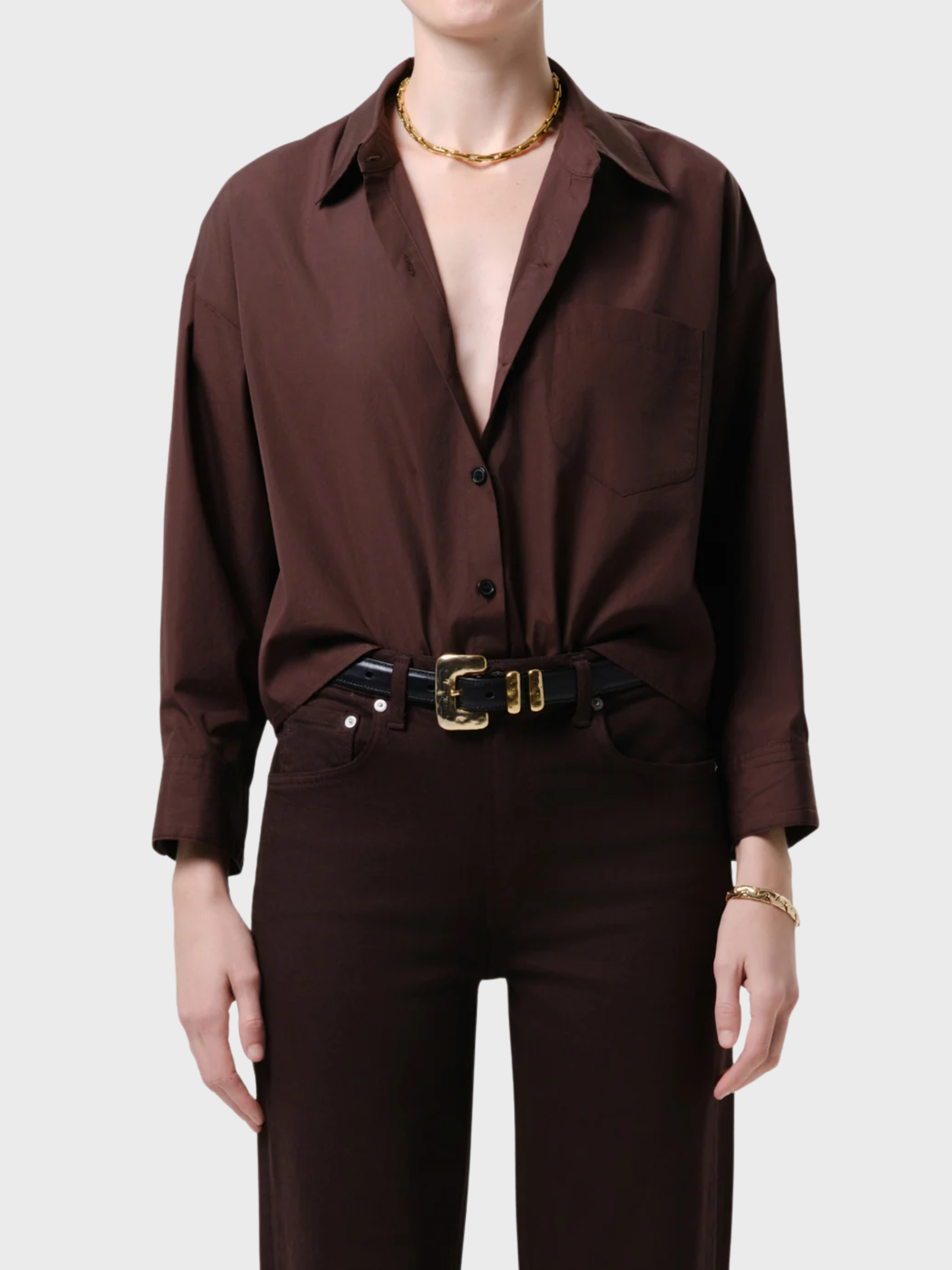 Citizens of Humanity Petit Ami Shirt Brun-Shirts-West of Woodward Boutique-Vancouver-Canada