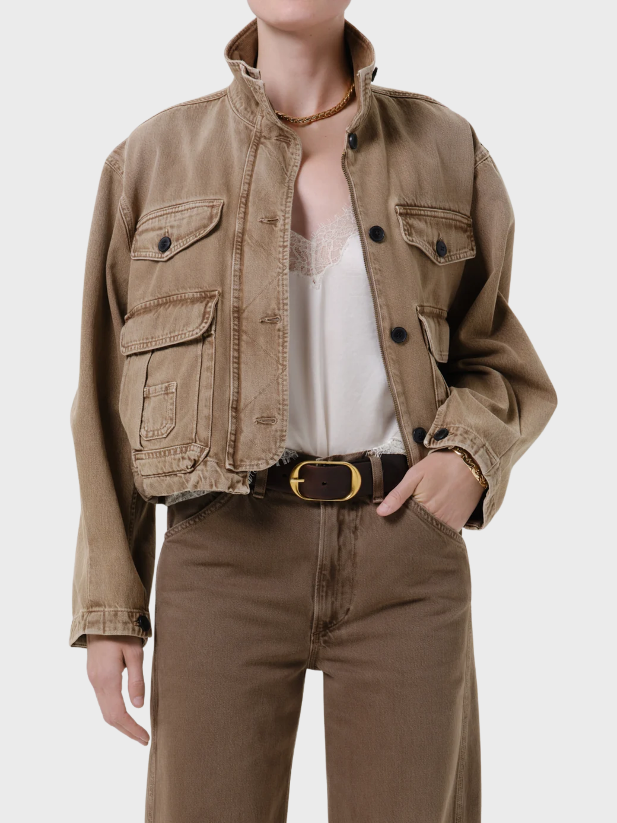 Citizens of Humanity Funnel Collar Barn Jacket Tan-Jackets-West of Woodward Boutique-Vancouver-Canada