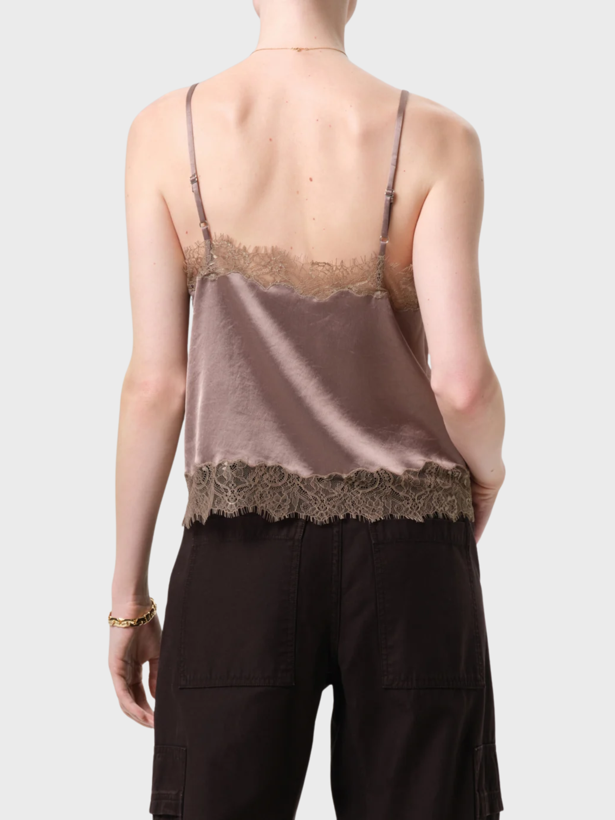 Citizens of Humanity Lace Trimmed Cami Cocoa-T-Shirts-West of Woodward Boutique-Vancouver-Canada