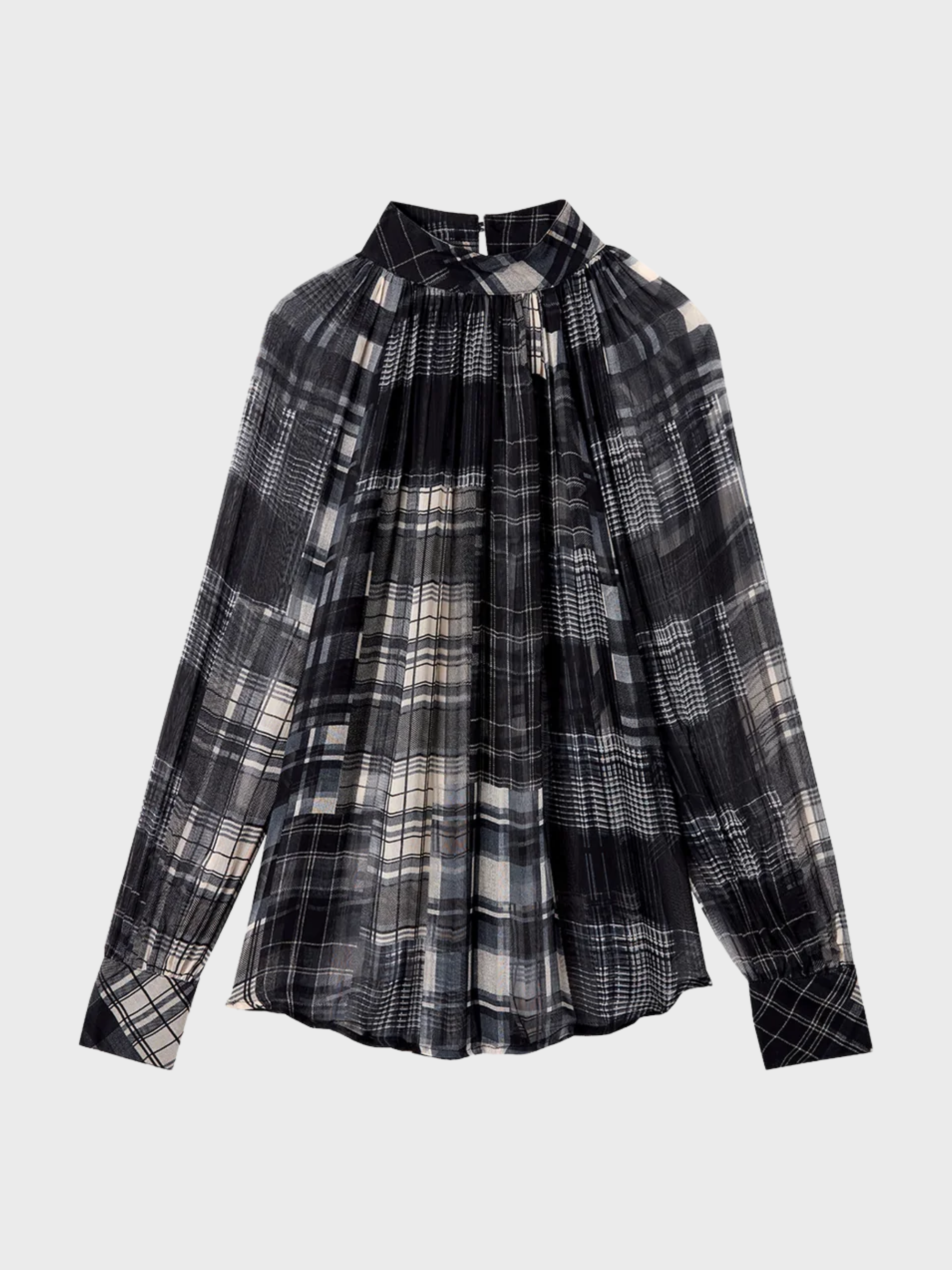 Smythe Kitten Blouse Diaphanous Plaid-Shirts-West of Woodward Boutique-Vancouver-Canada